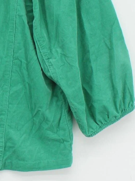 Oliver Bonas Women's Blouse UK 10 Green 100% Cotton 3/4 Sleeve Collared Basic - Image 4