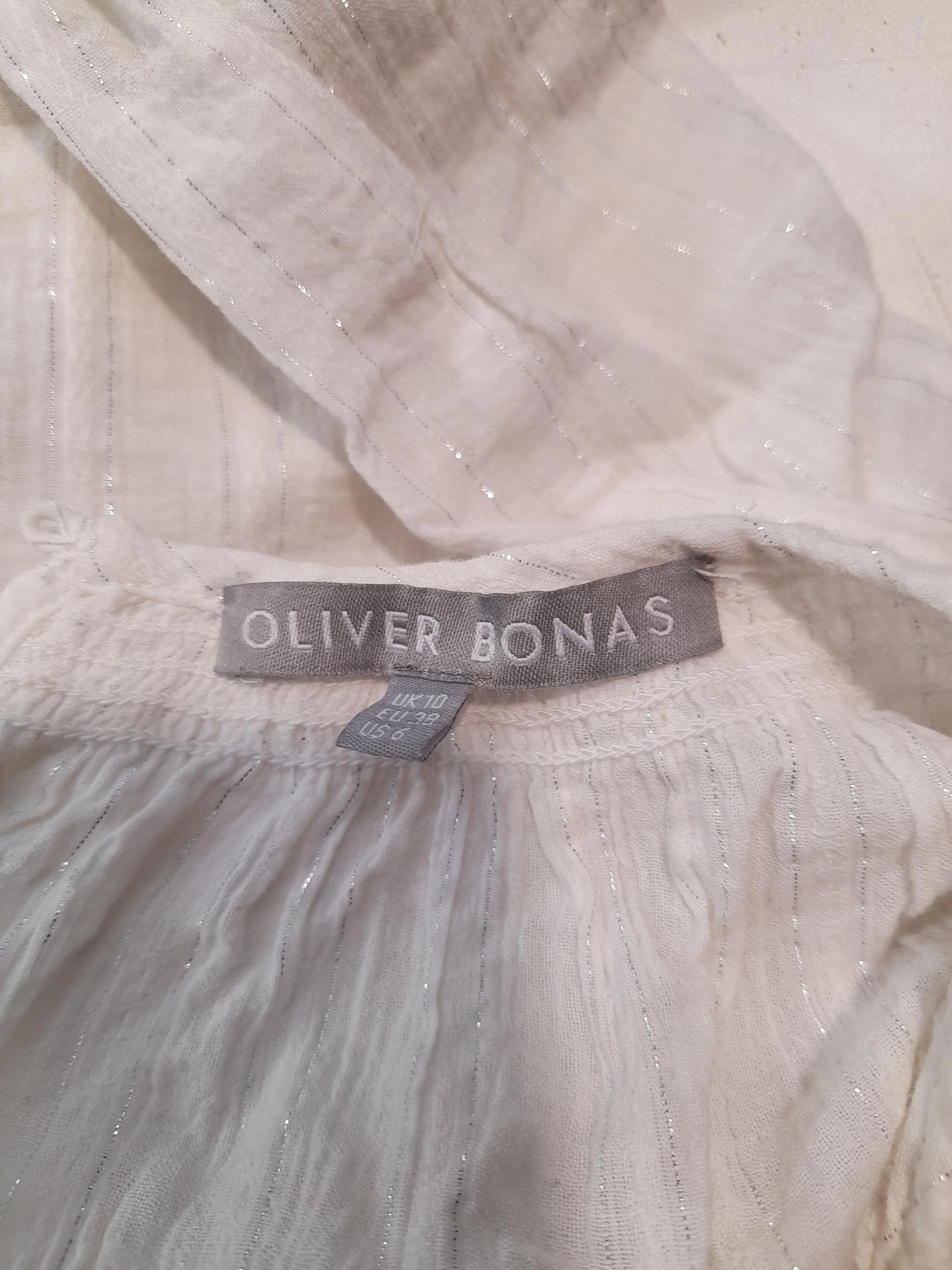 Oliver Bonas Women's Blouse UK 10 White Cotton with Other Basic - Image 6