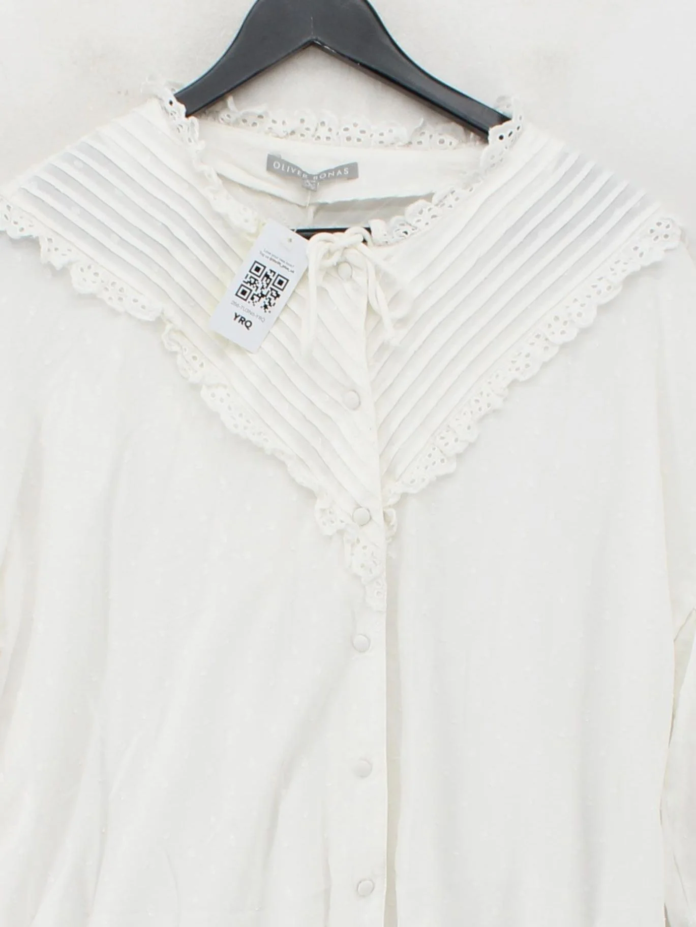 Oliver Bonas Women's Blouse UK 14 White Viscose with Cotton Basic - Image 3