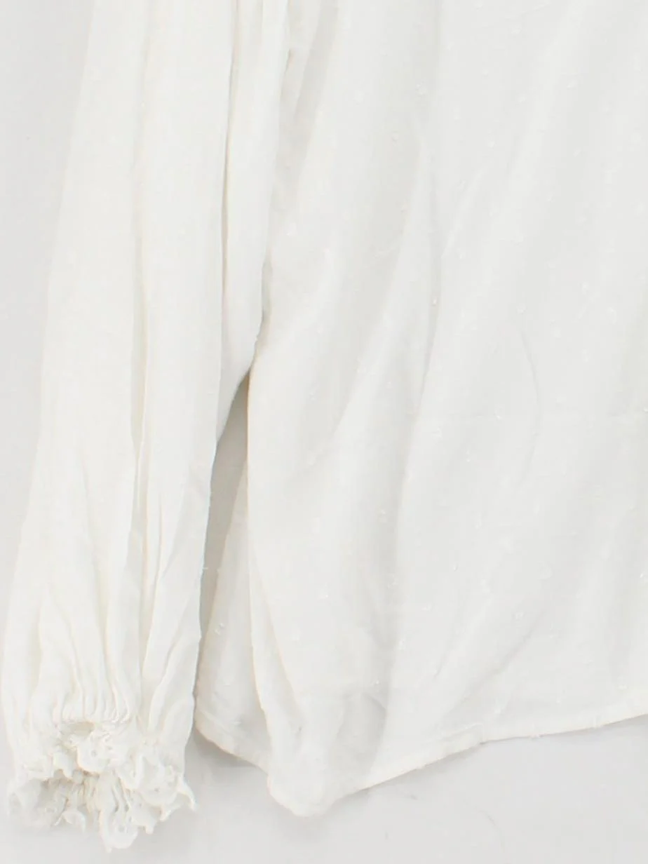 Oliver Bonas Women's Blouse UK 14 White Viscose with Cotton Basic - Image 4
