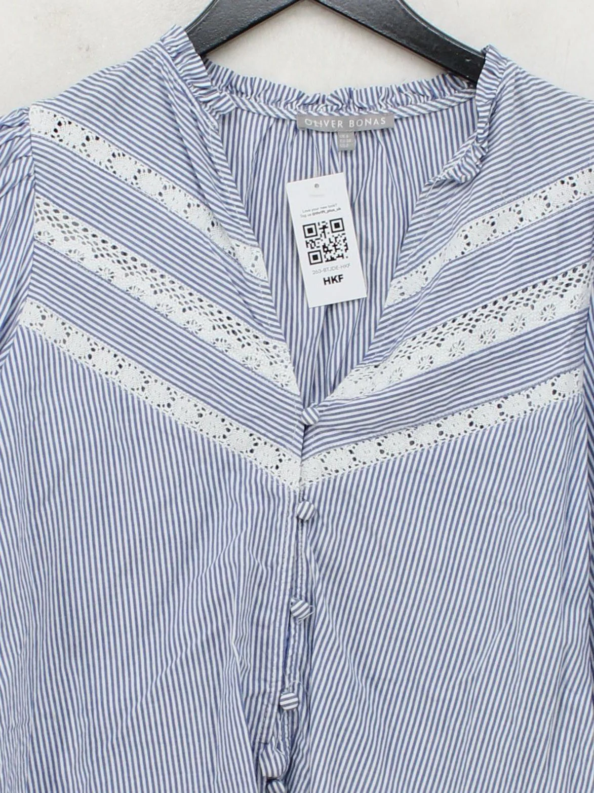 Oliver Bonas Women's Blouse UK 6 Blue 100% Cotton Basic - Image 3