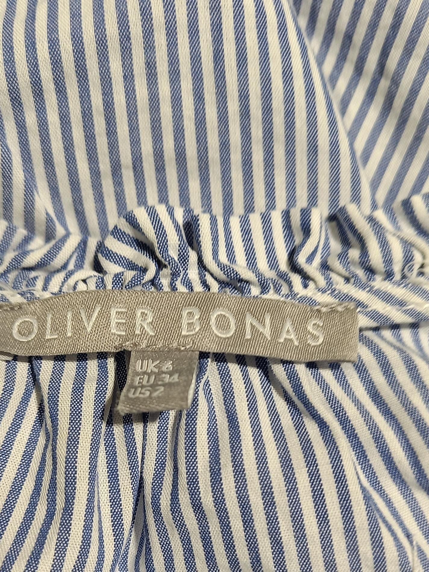 Oliver Bonas Women's Blouse UK 6 Blue 100% Cotton Basic - Image 5