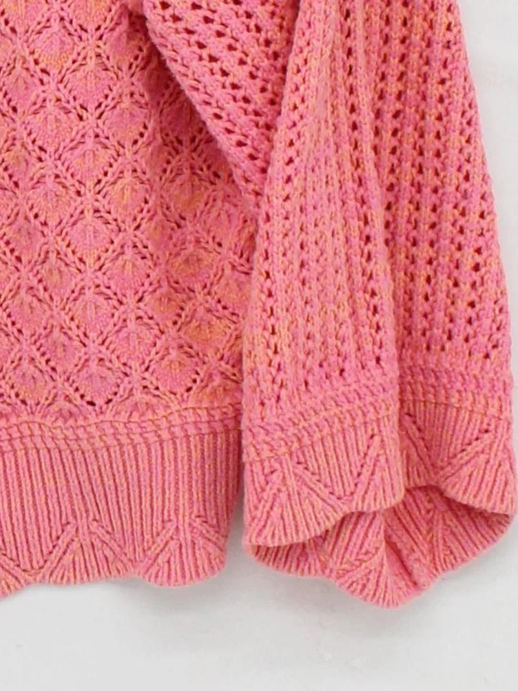 Oliver Bonas Women's Cardigan UK 14 Multi Cotton with Acrylic V-Neck Cardigan - Image 4