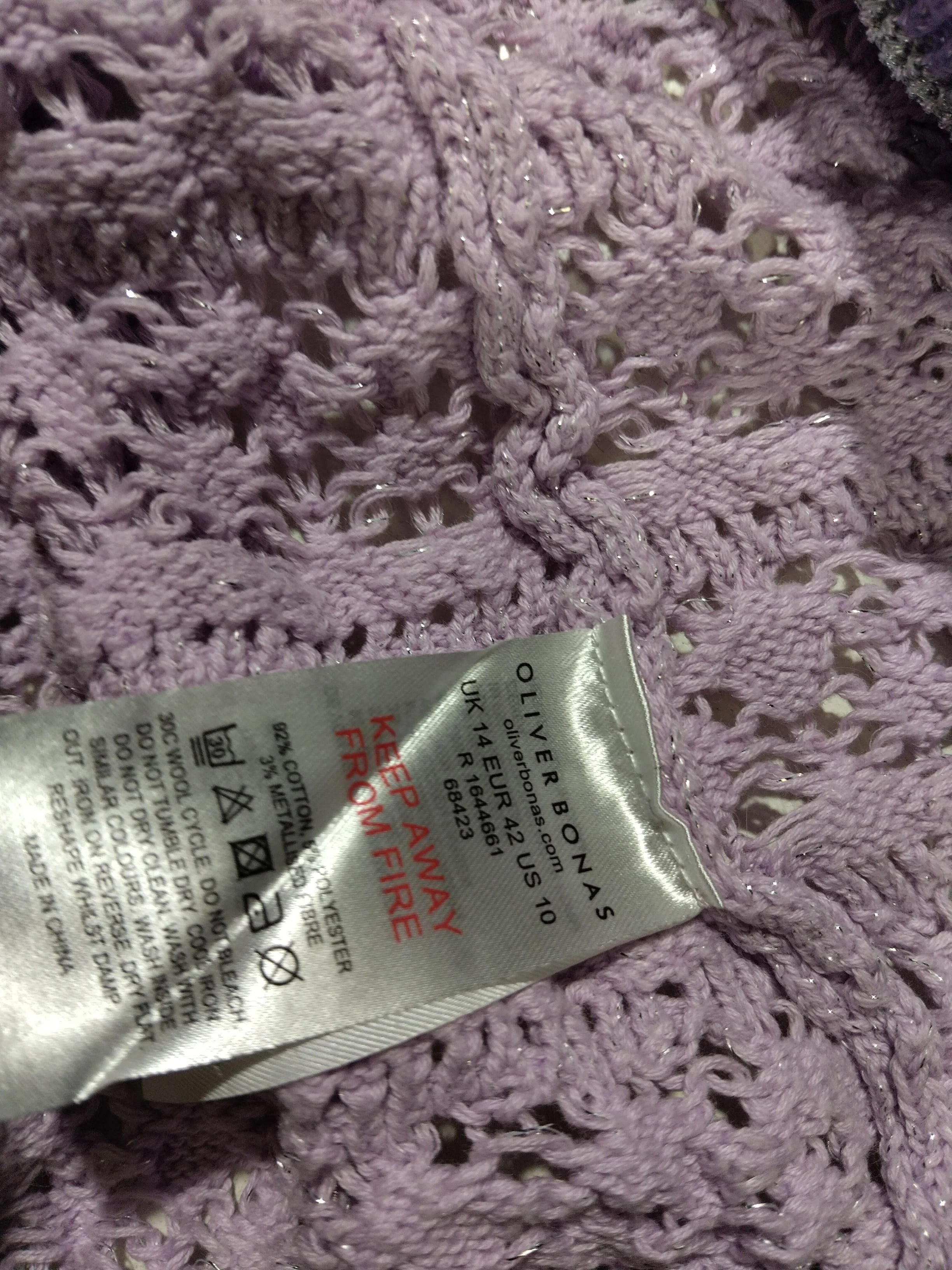 Oliver Bonas Women's Cardigan UK 14 Purple Cotton with Polyester, Other Cardigan - Image 6