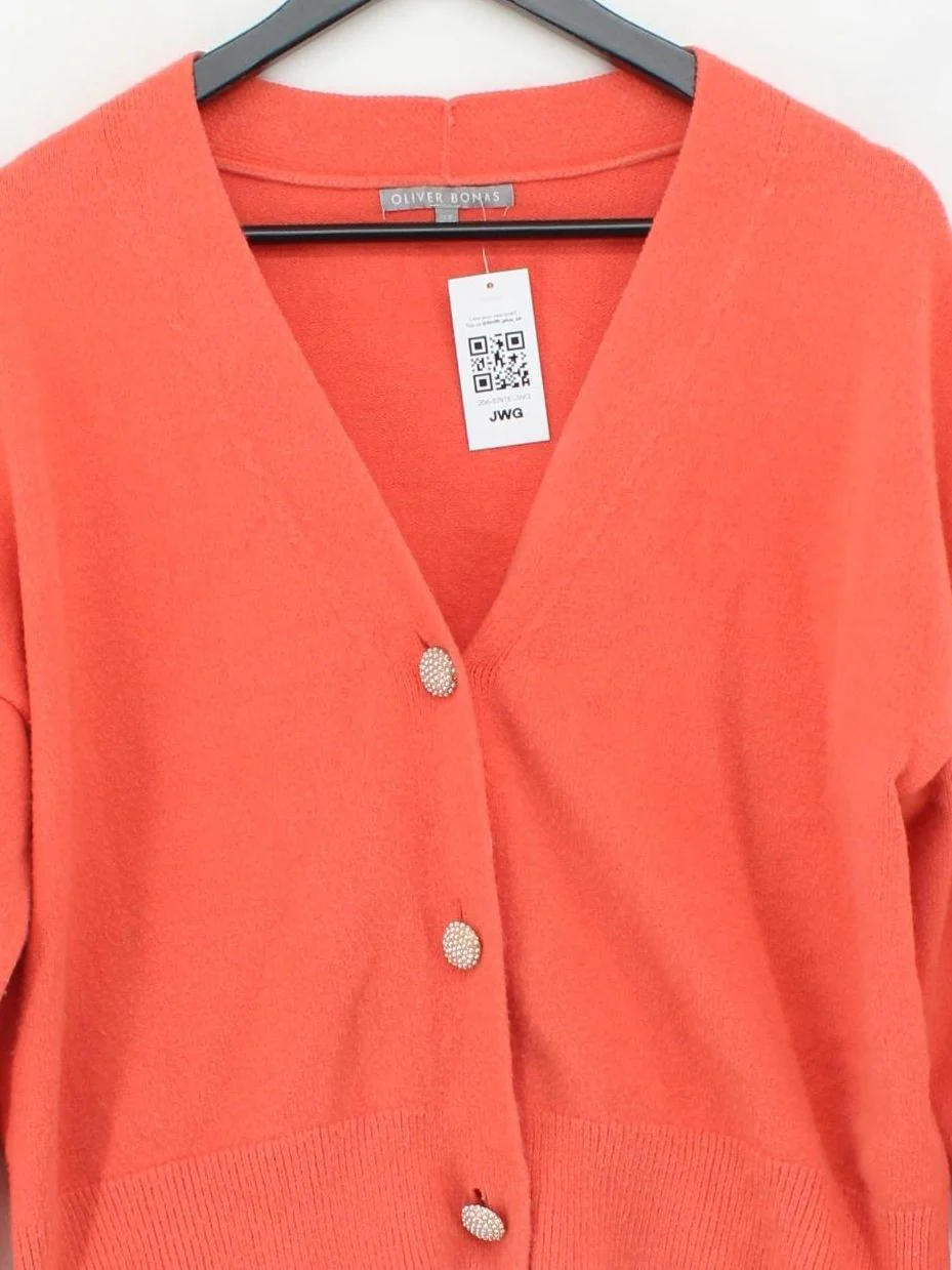 Oliver Bonas Women's Cardigan UK 8 Orange Acrylic with Polyester, Nylon Cardigan - Image 3