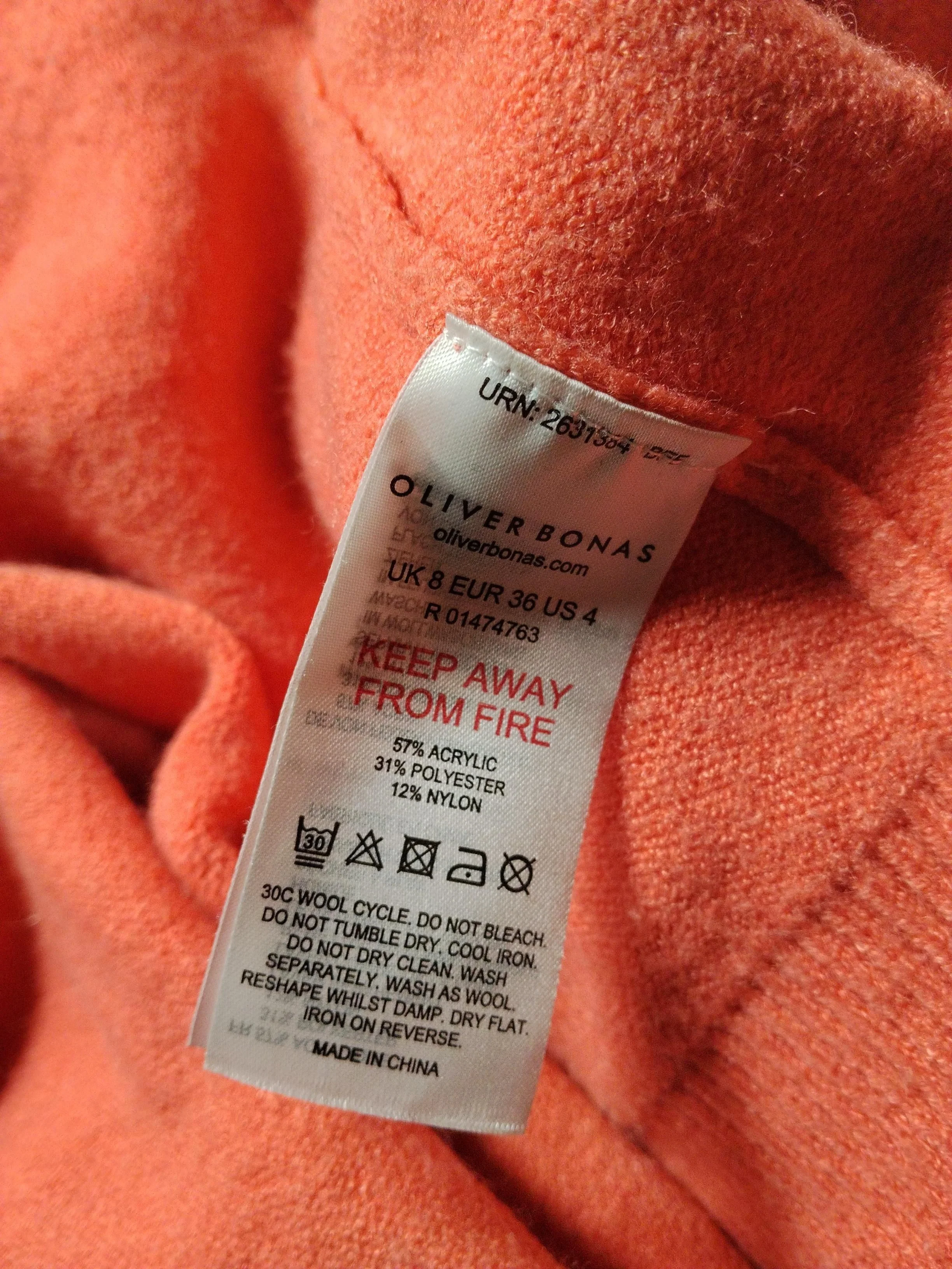 Oliver Bonas Women's Cardigan UK 8 Orange Acrylic with Polyester, Nylon Cardigan - Image 6