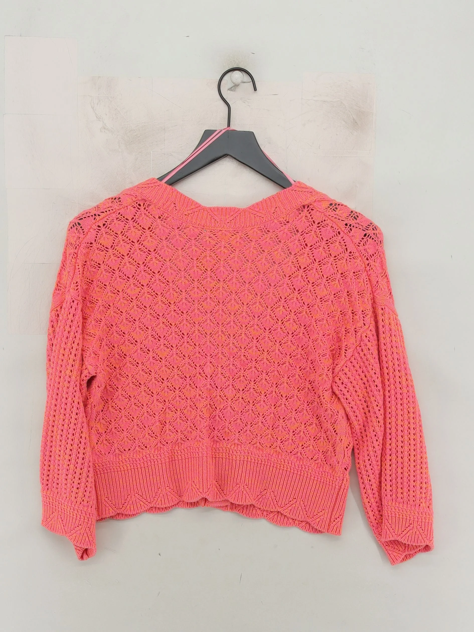 Oliver Bonas Women's Cardigan UK 8 Pink Cotton with Acrylic V-Neck Cardigan - Image 2
