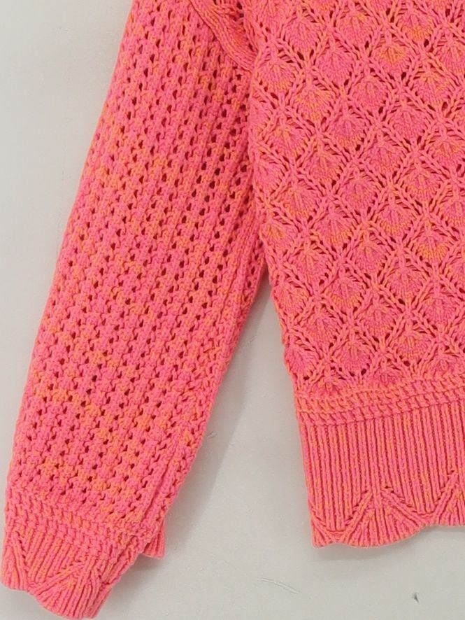 Oliver Bonas Women's Cardigan UK 8 Pink Cotton with Acrylic V-Neck Cardigan - Image 4