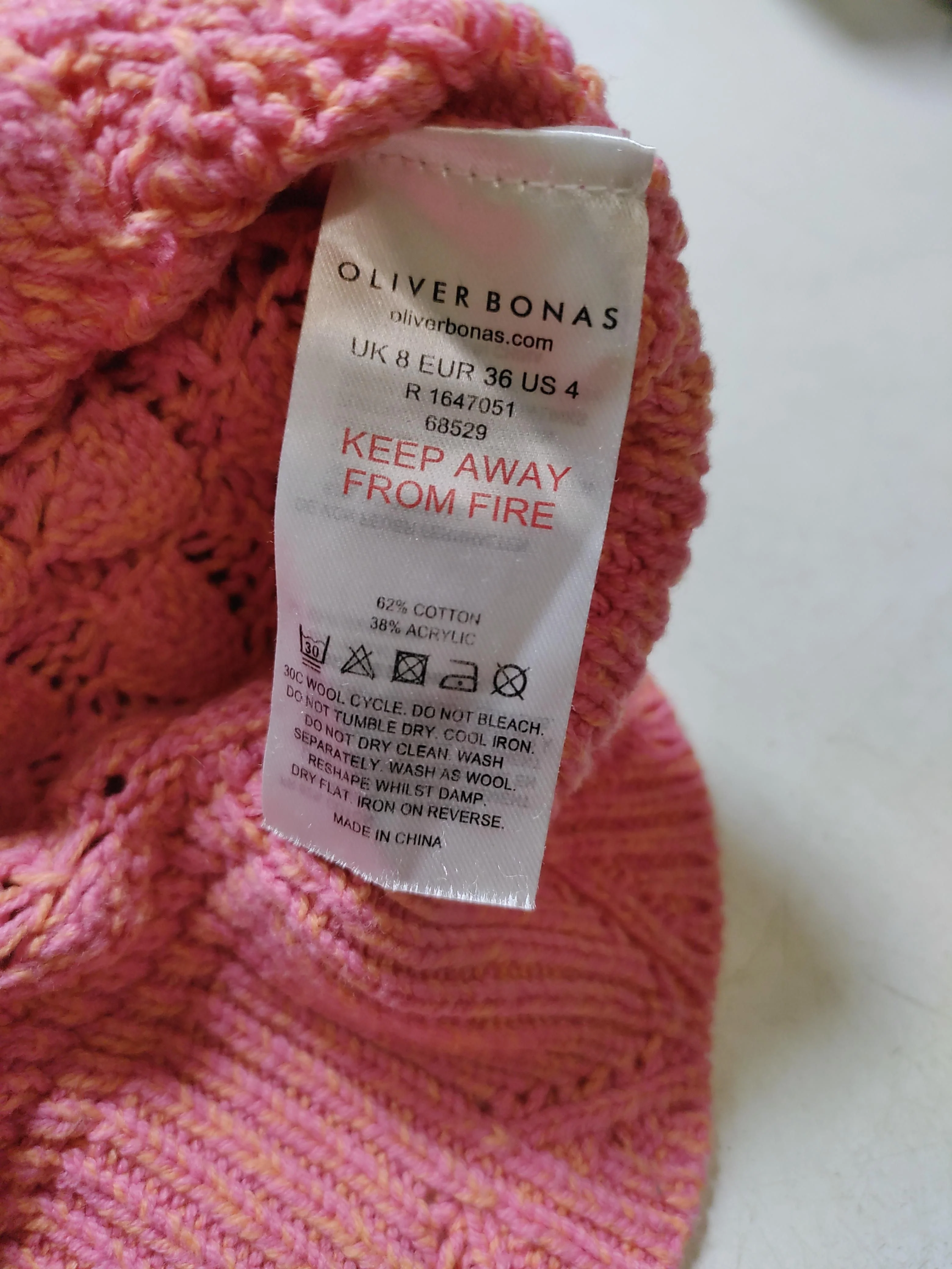 Oliver Bonas Women's Cardigan UK 8 Pink Cotton with Acrylic V-Neck Cardigan - Image 6