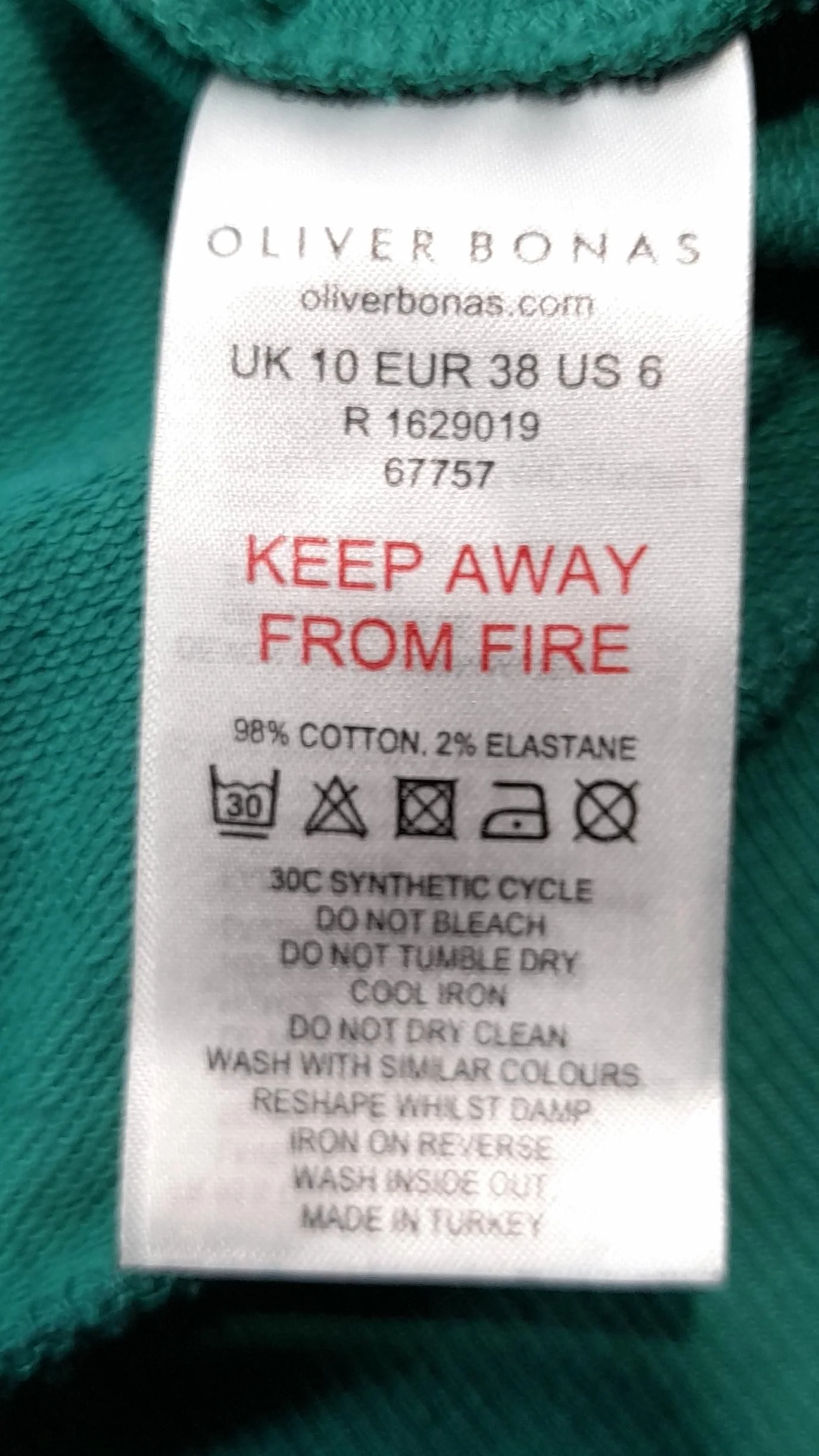 Oliver Bonas Women's Hoodie UK 10 Green Cotton with Elastane Pullover - Image 7