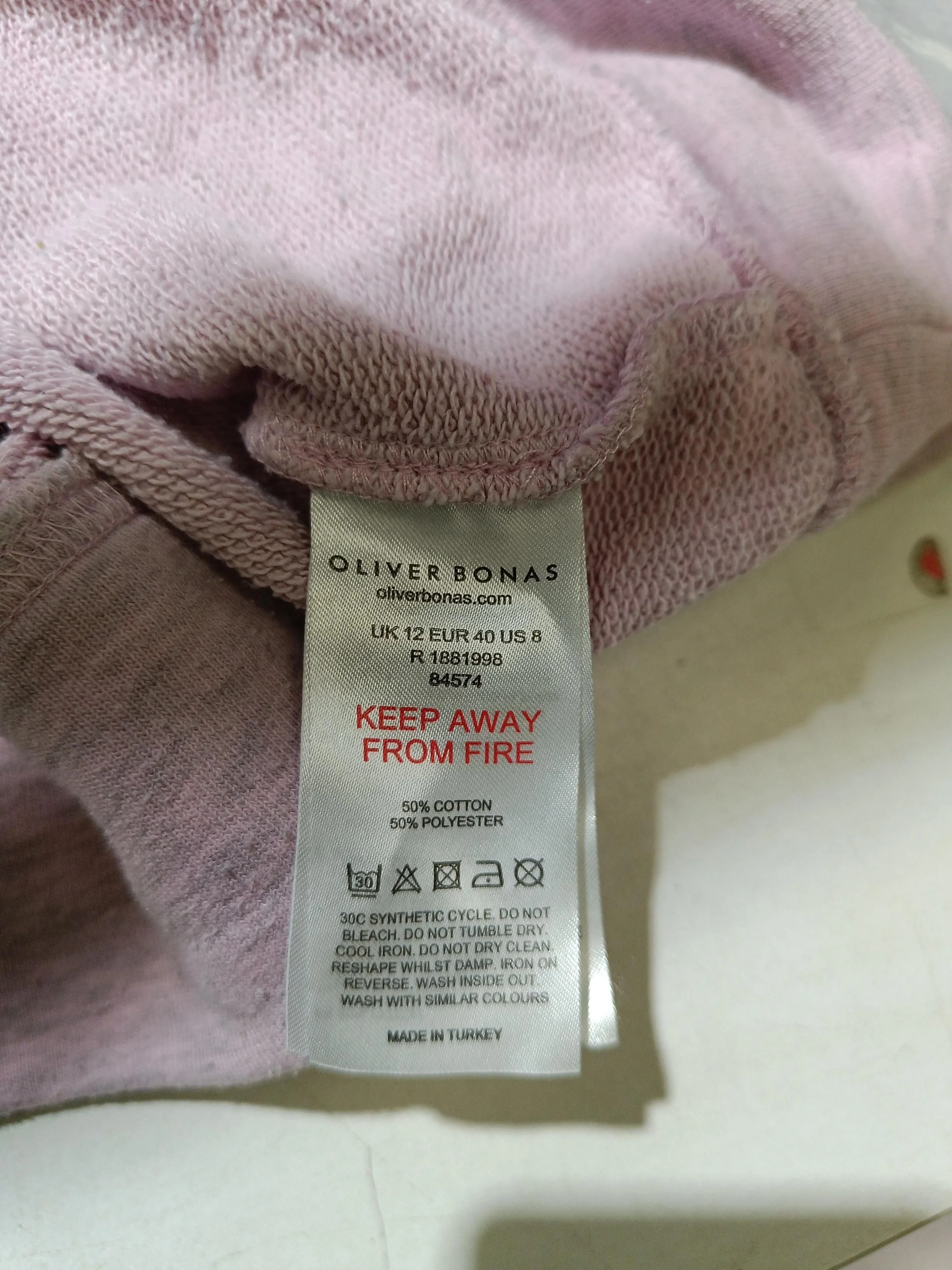 Oliver Bonas Women's Hoodie UK 12 Pink Cotton with Polyester Pullover - Image 8
