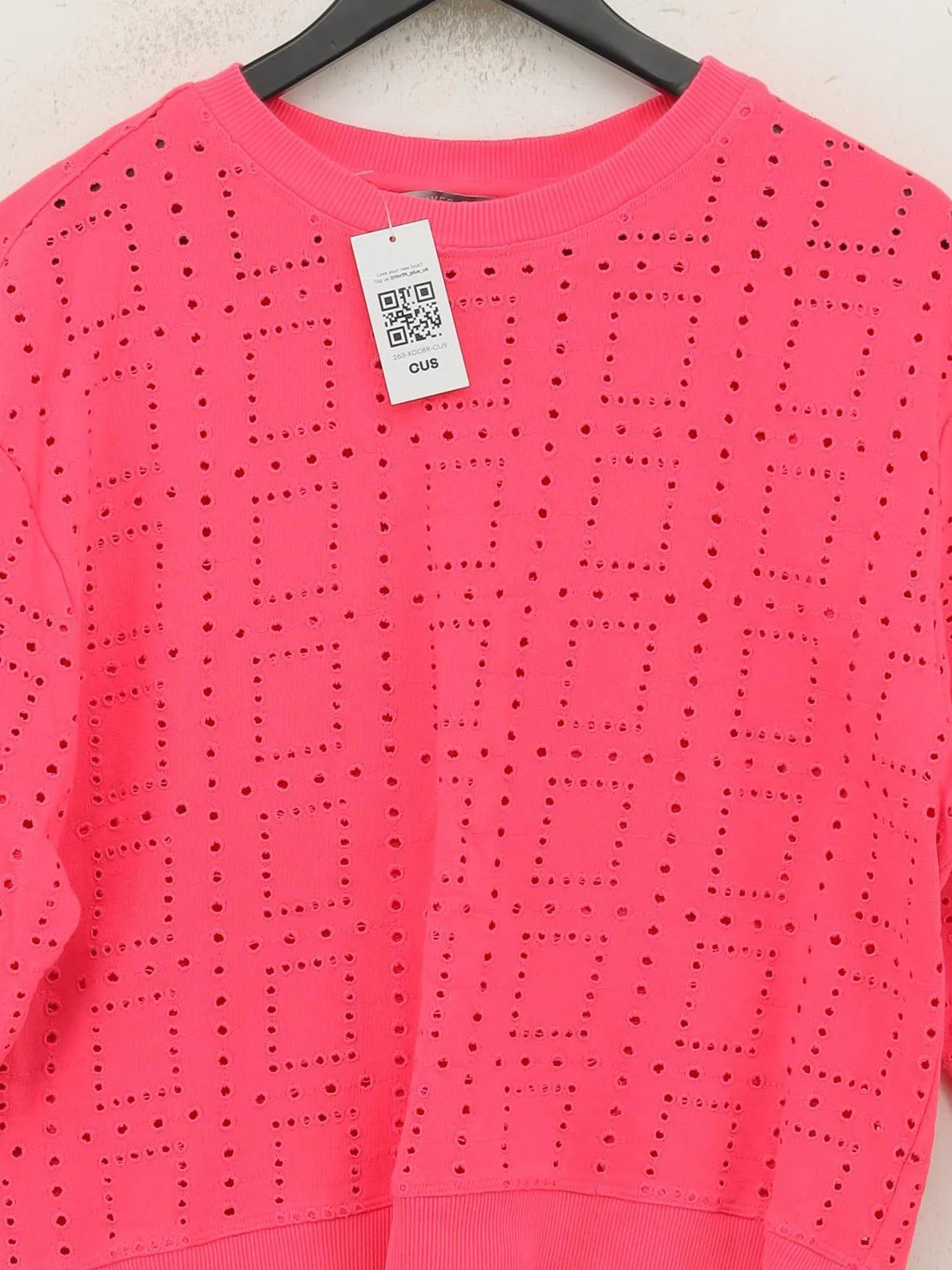 Oliver Bonas Women's Hoodie UK 14 Pink Cotton with Elastane Pullover - Image 3
