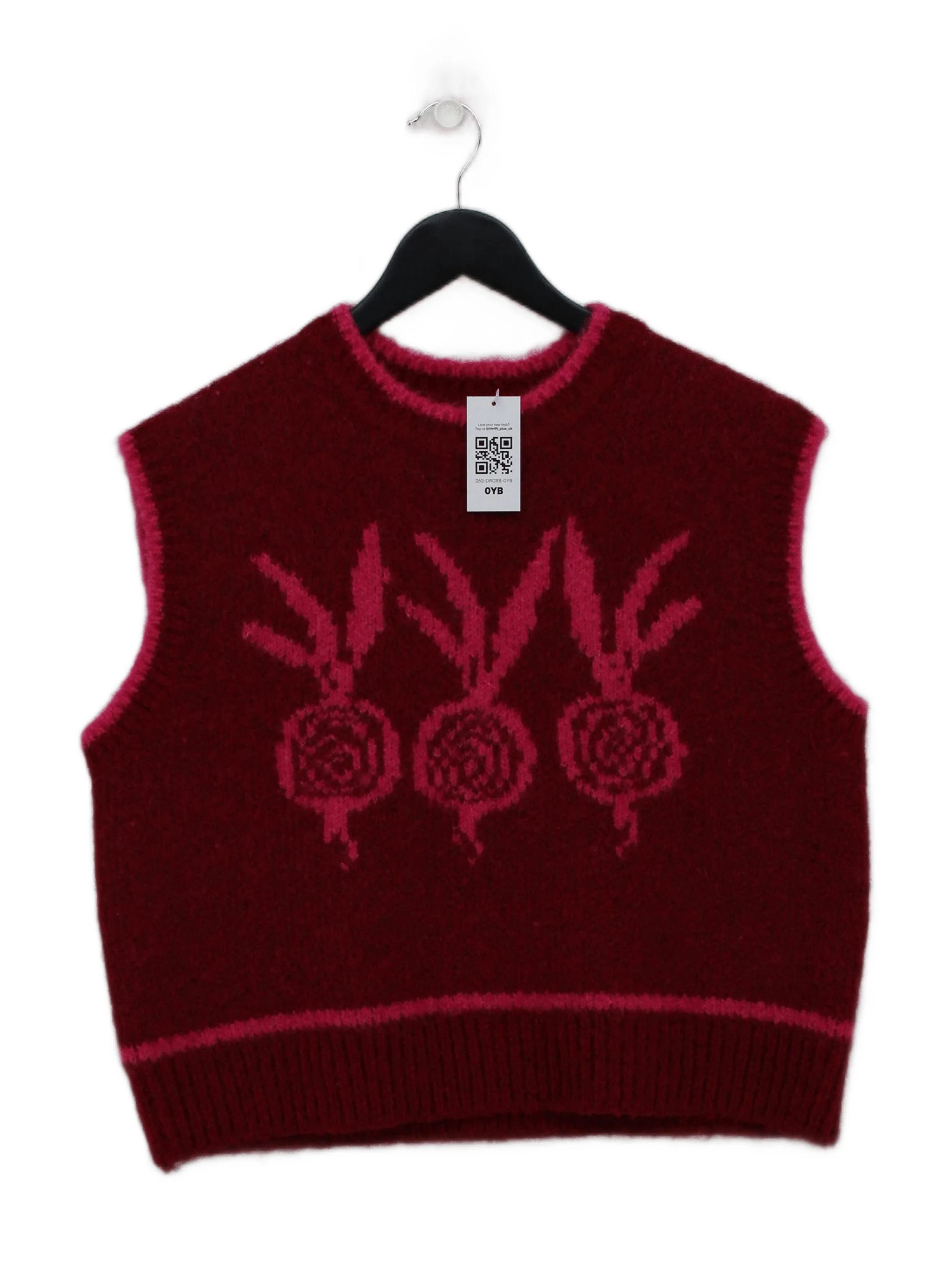 Oliver Bonas Women's Jumper UK 10 Red Polyester with Nylon, Wool, Elastane Vest