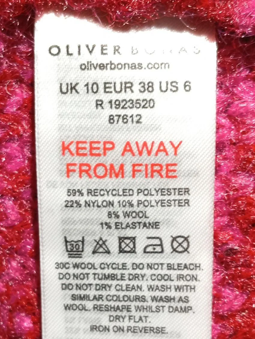 Oliver Bonas Women's Jumper UK 10 Red Polyester with Nylon, Wool, Elastane Vest - Image 6