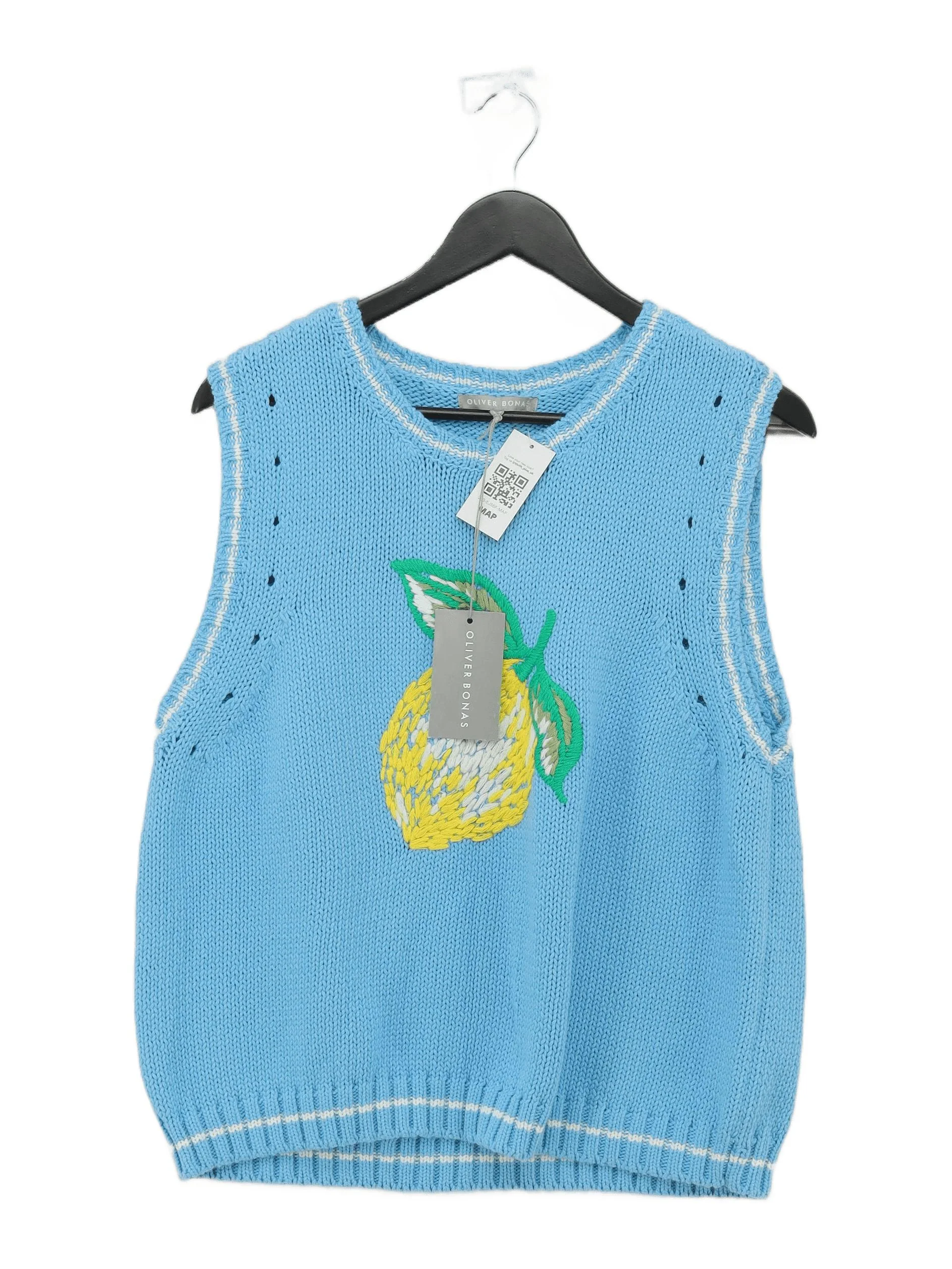 Oliver Bonas Women's Jumper UK 14 Blue Cotton with Polyester Vest New with tags
