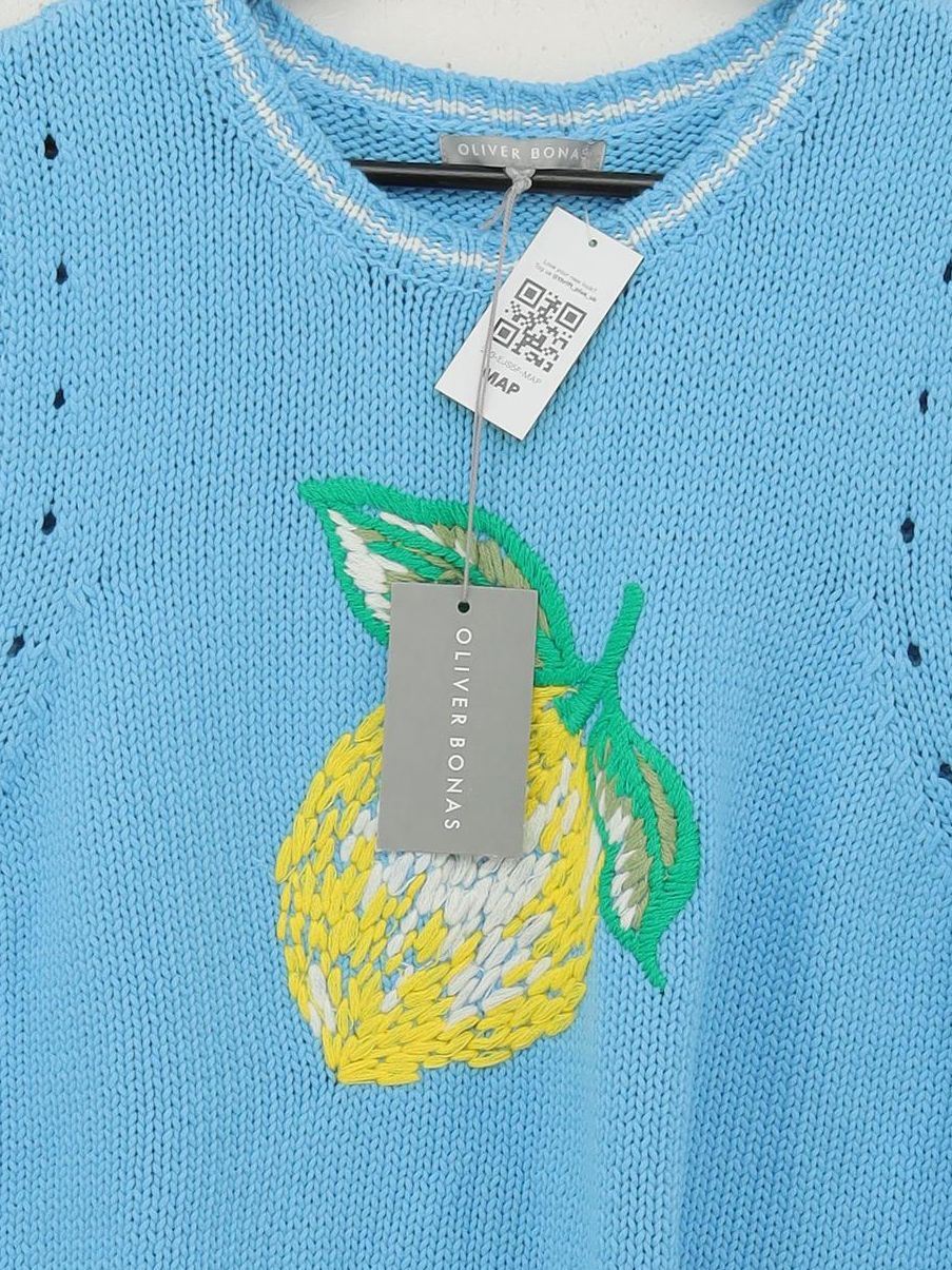 Oliver Bonas Women's Jumper UK 14 Blue Cotton with Polyester Vest New with tags - Image 3