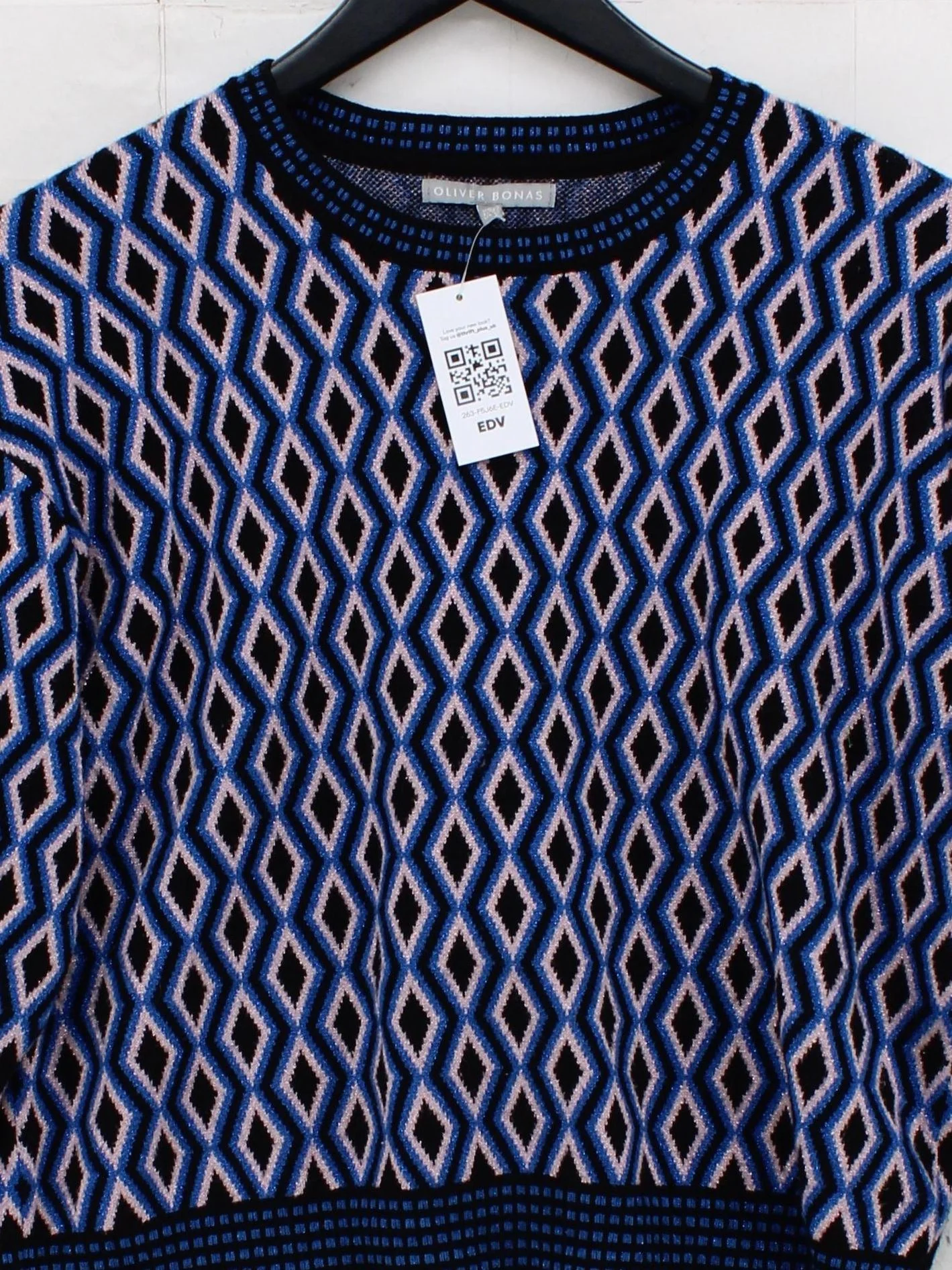 Oliver Bonas Women's Jumper UK 14 Blue Viscose - Image 3