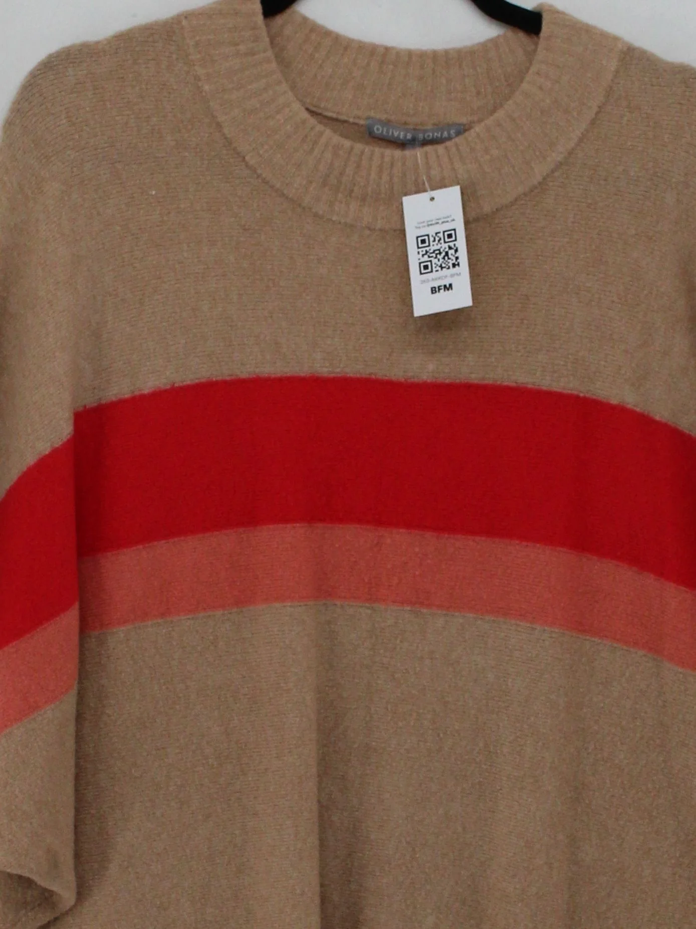 Oliver Bonas Women's Jumper UK 14 Tan Striped 100% Other High Neck Pullover - Image 3