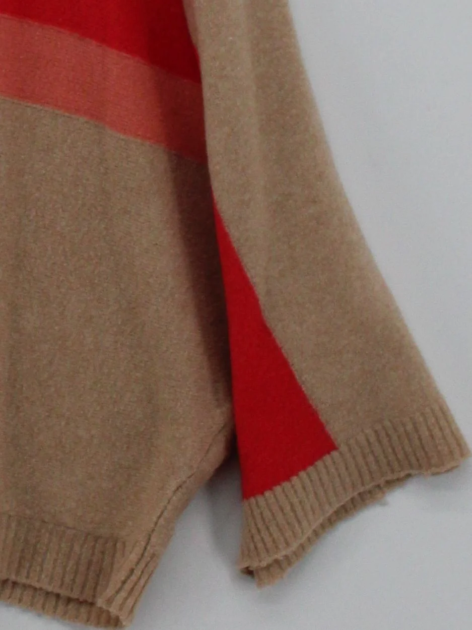 Oliver Bonas Women's Jumper UK 14 Tan Striped 100% Other High Neck Pullover - Image 4