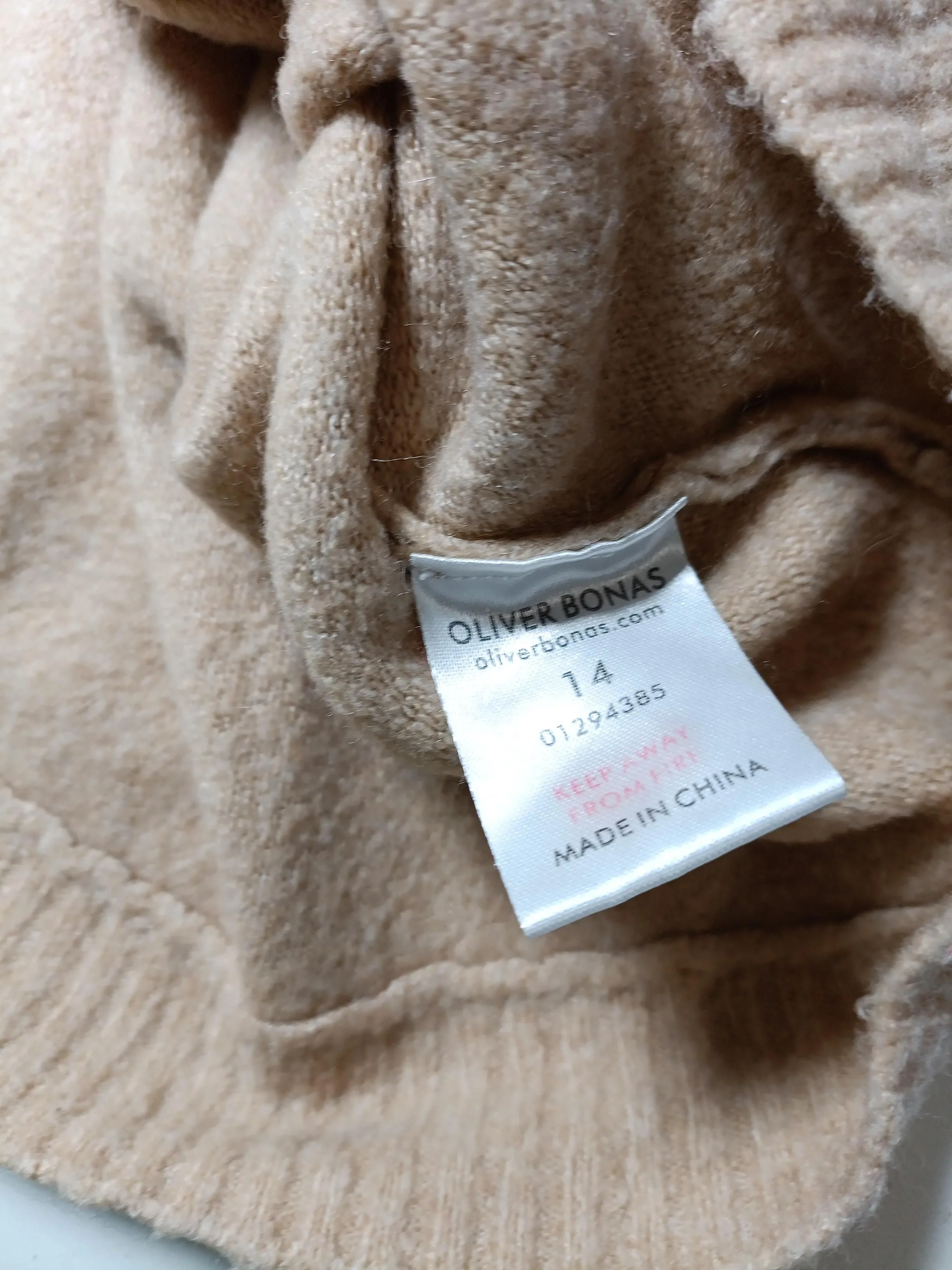 Oliver Bonas Women's Jumper UK 14 Tan Striped 100% Other High Neck Pullover - Image 6