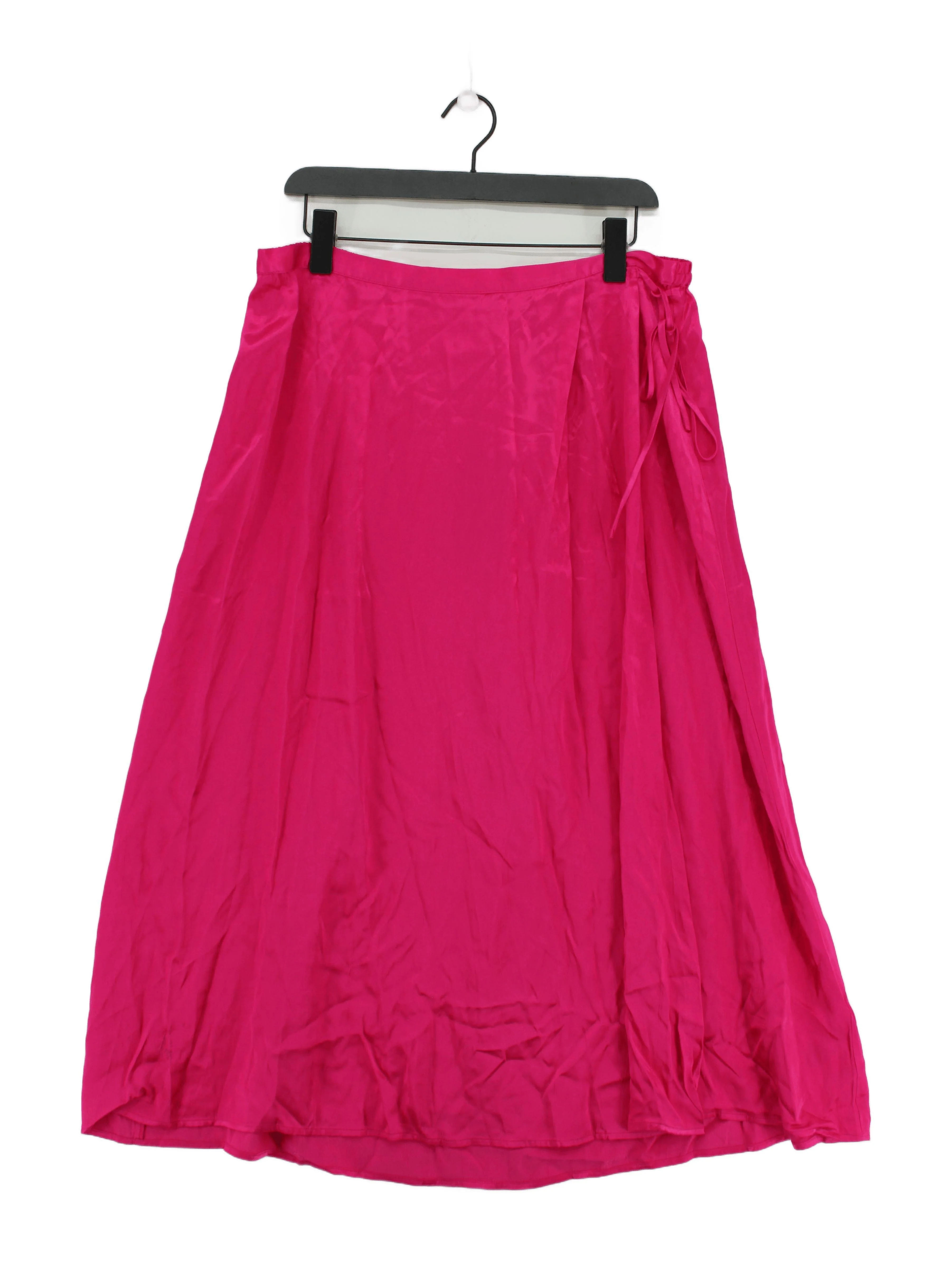 Oliver Bonas Women's Midi Skirt L Pink 100% Viscose Midi Wrap