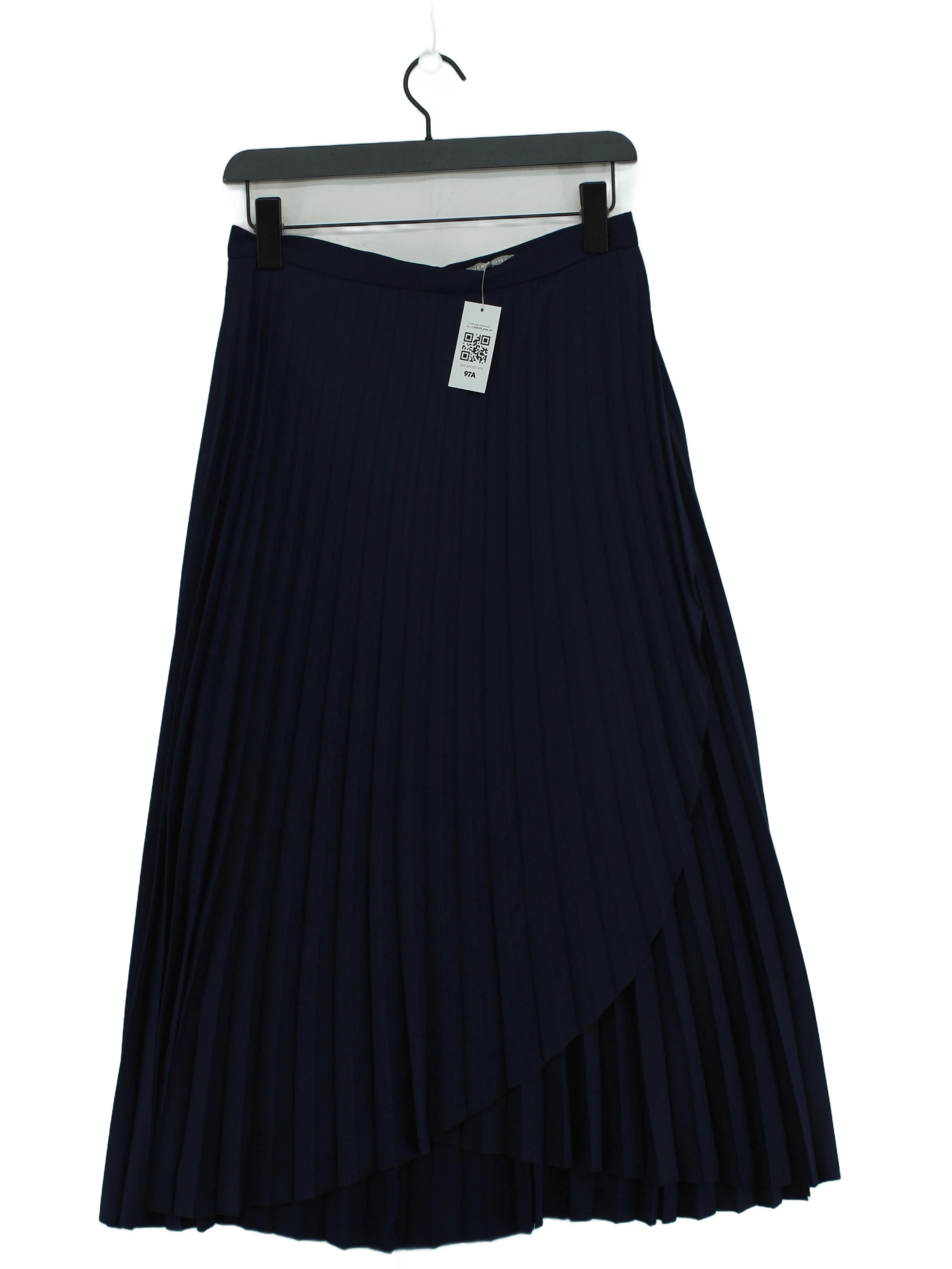 Oliver Bonas Women's Midi Skirt UK 10 Blue 100% Polyester Midi Pleated