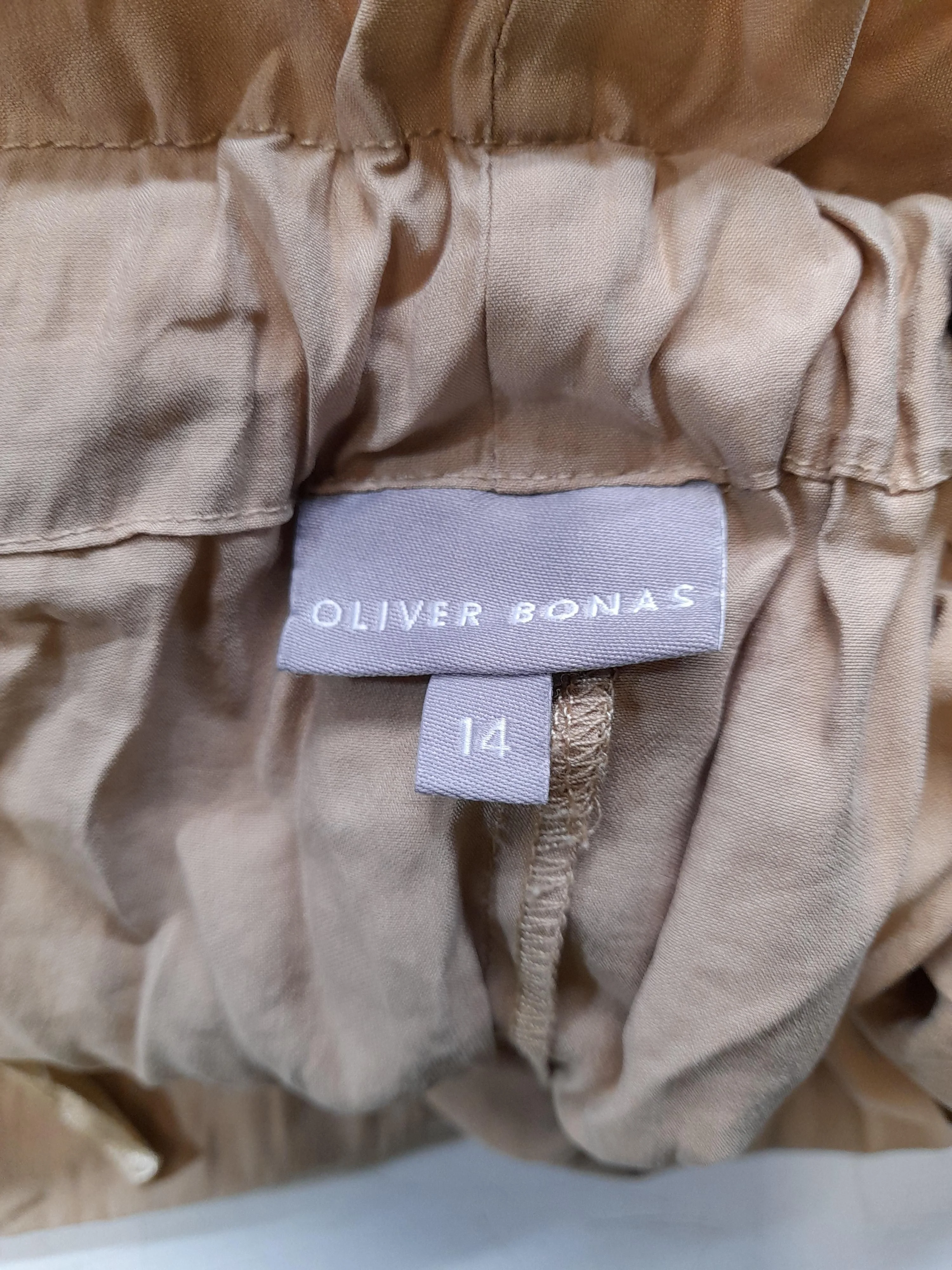 Oliver Bonas Women's Midi Skirt UK 14 Tan Lyocell Modal - Image 5