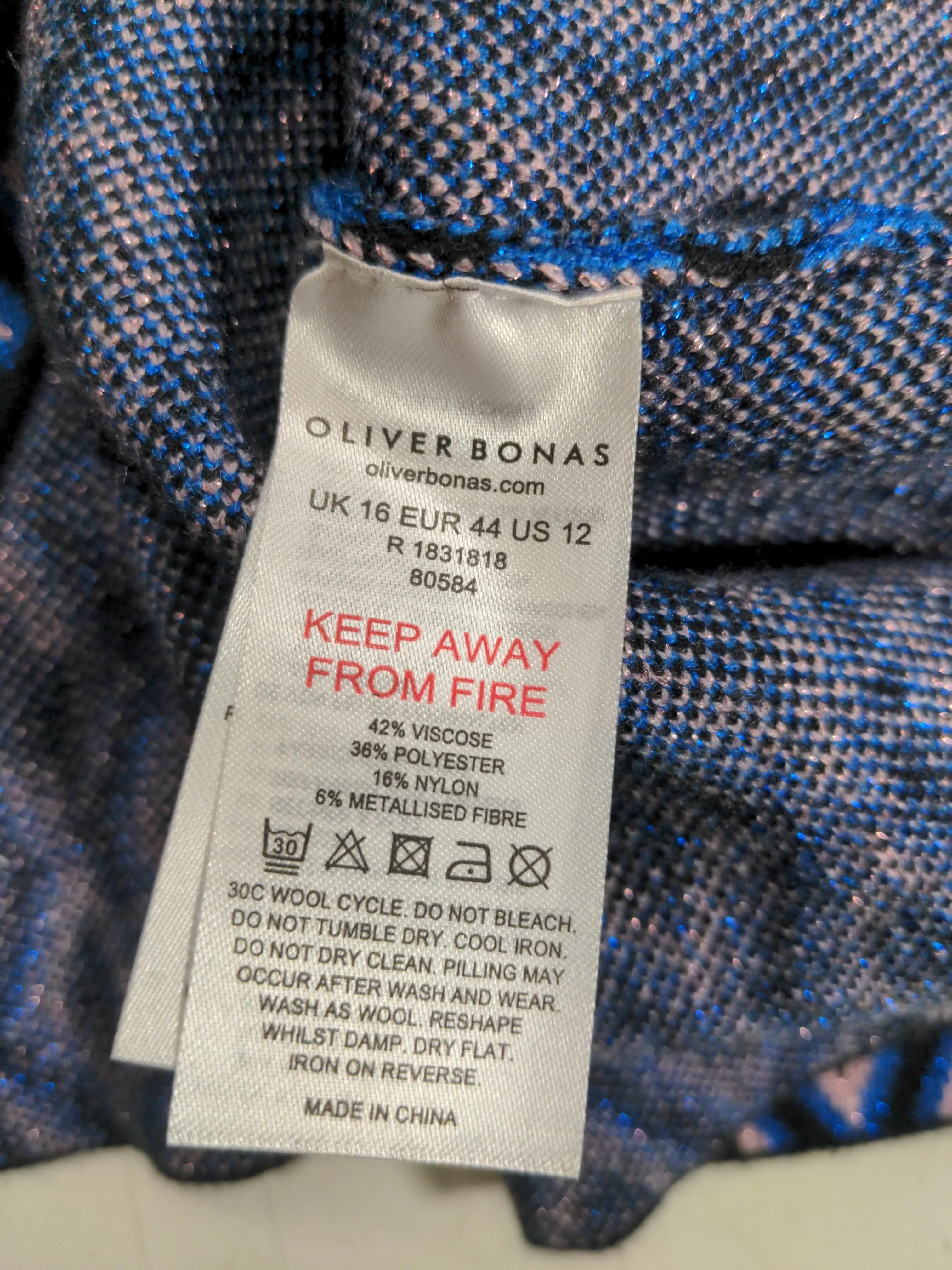 Oliver Bonas Women's Midi Skirt UK 16 Blue Viscose - Image 6