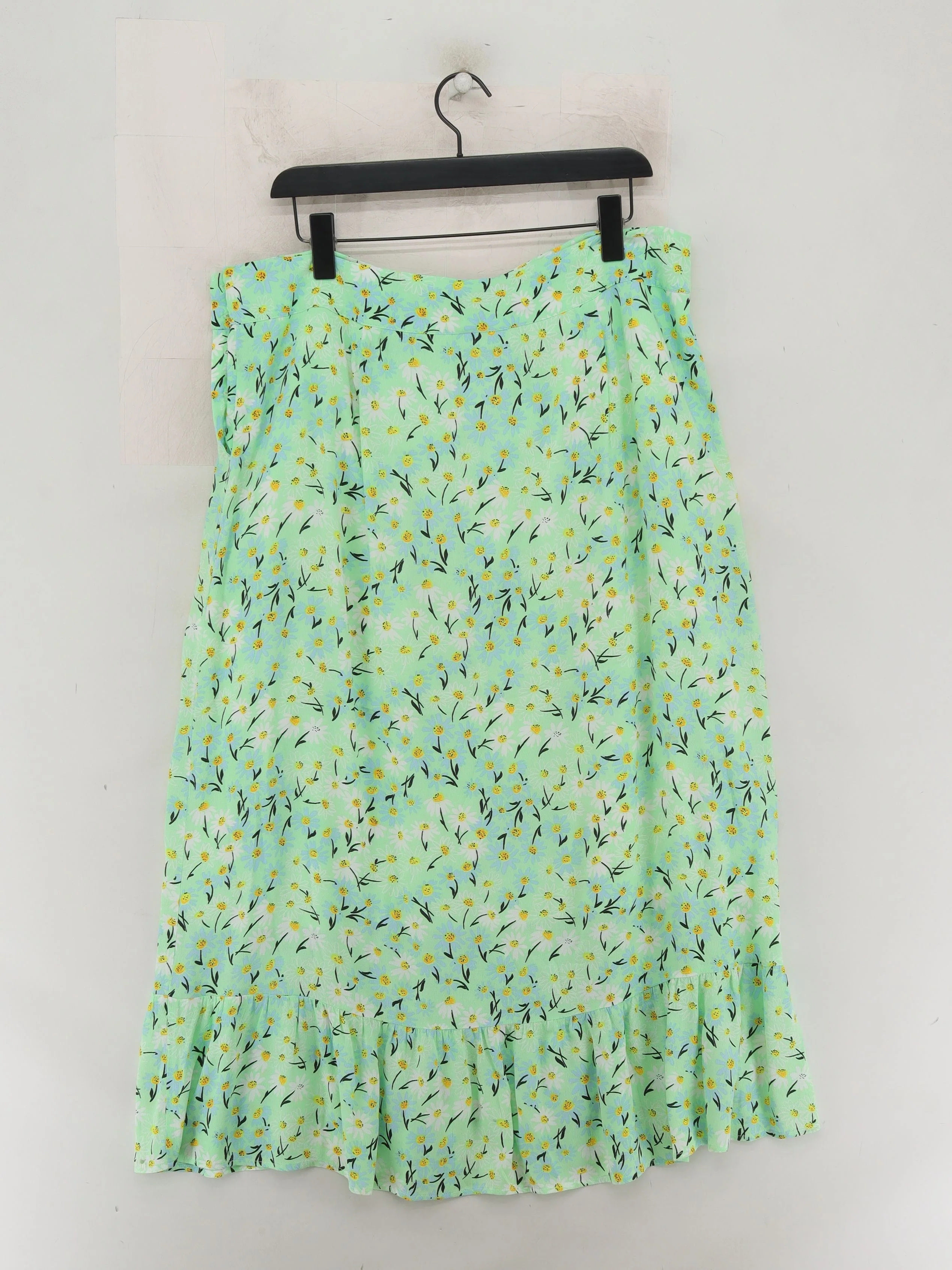 Oliver Bonas Women's Midi Skirt UK 16 Green Viscose with Cotton A-Line - Image 2