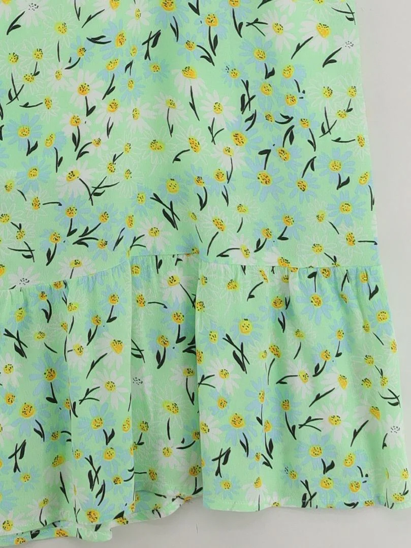 Oliver Bonas Women's Midi Skirt UK 16 Green Viscose with Cotton A-Line - Image 4