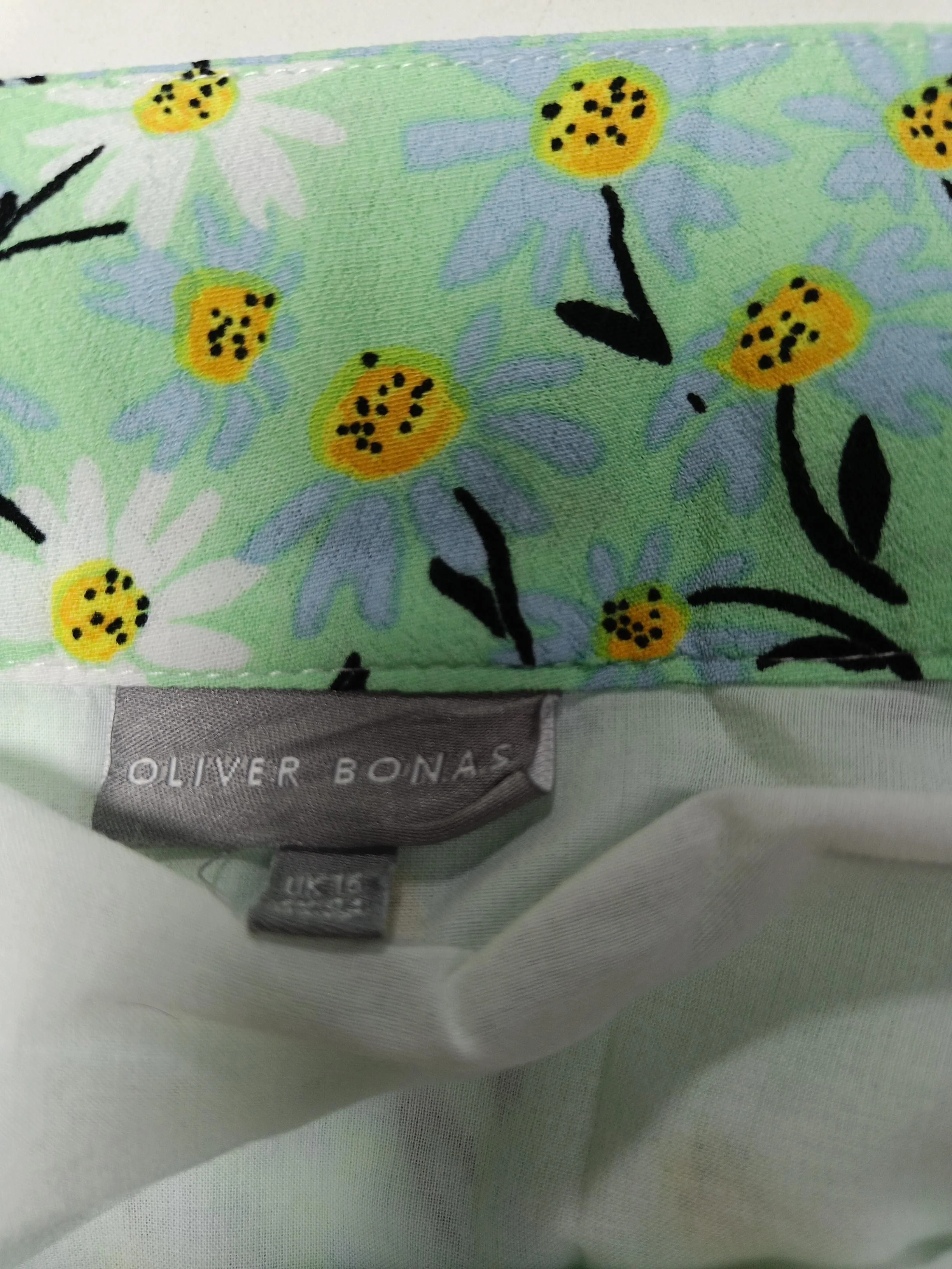 Oliver Bonas Women's Midi Skirt UK 16 Green Viscose with Cotton A-Line - Image 5