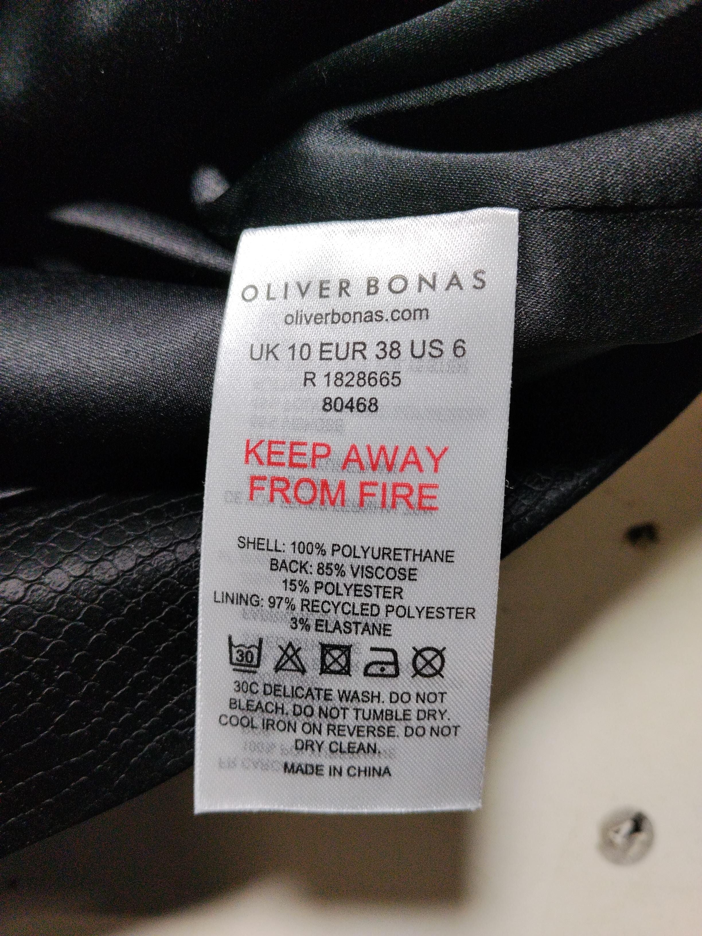 Oliver Bonas Women's Mini Skirt UK 10 Black Faux Leather - Image 7