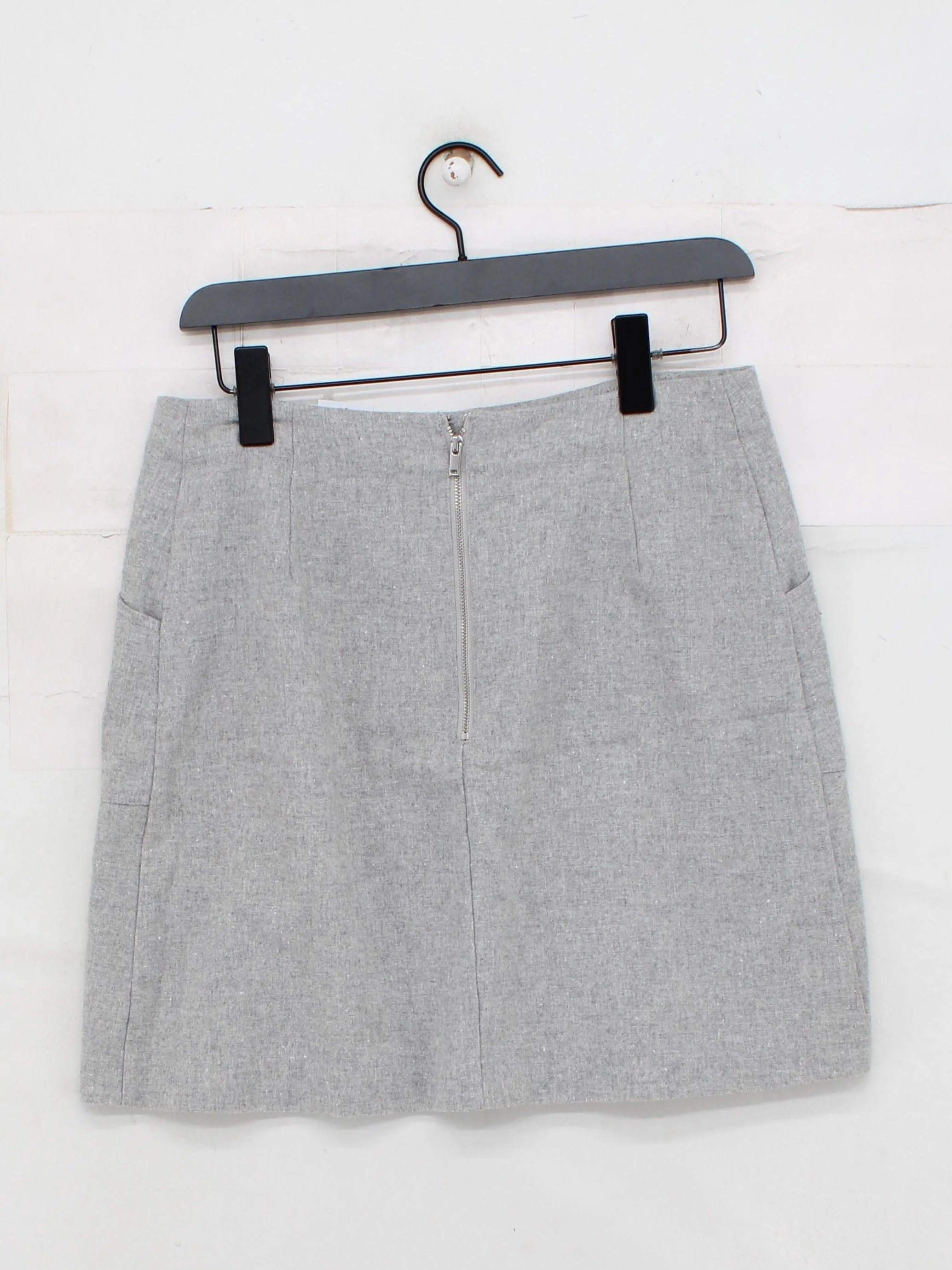 Oliver Bonas Women's Mini Skirt UK 10 Grey Wool with Polyester, Viscose Mini - Image 2