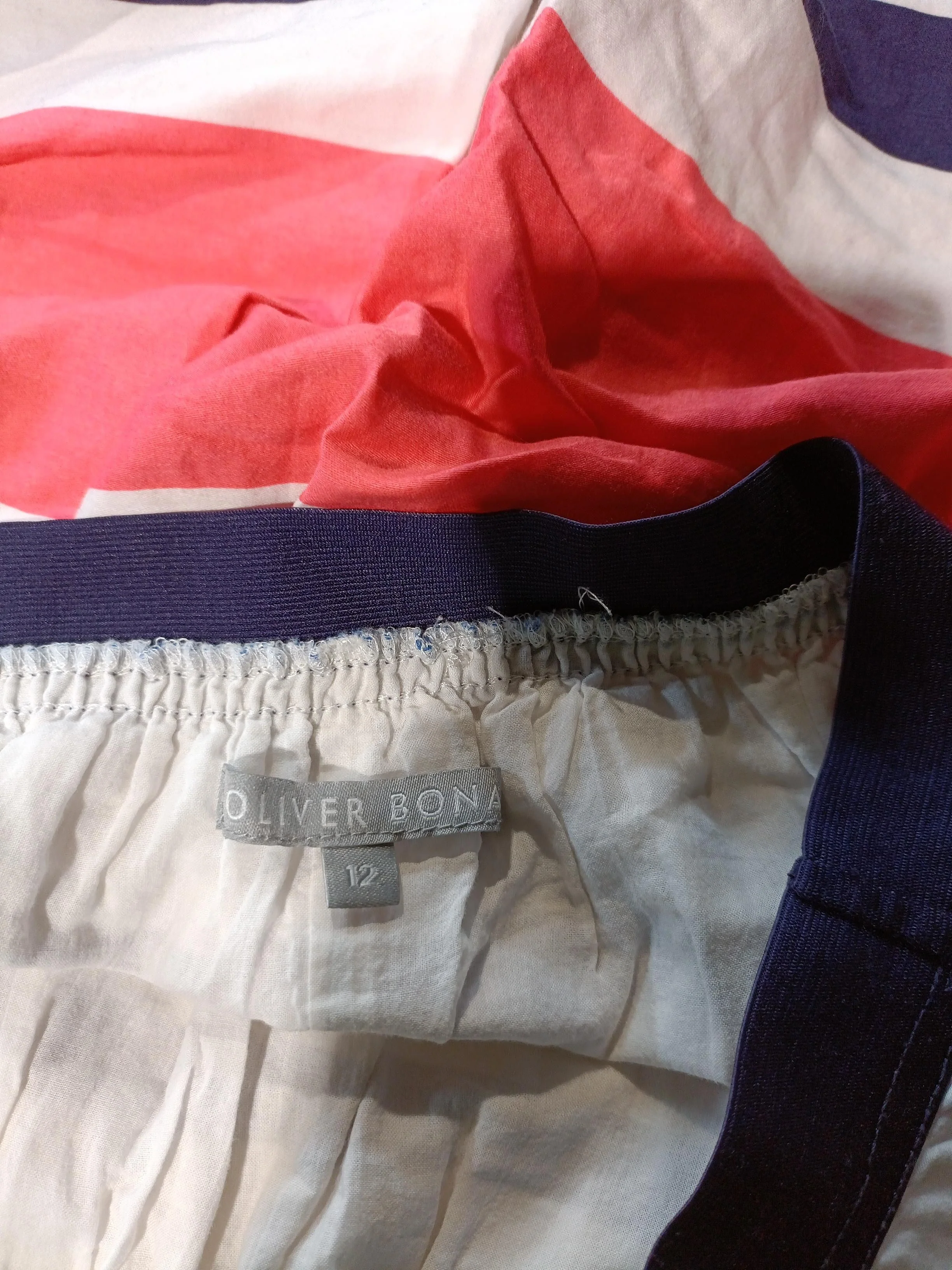 Oliver Bonas Women's Mini Skirt UK 12 Multi Striped 100% Cotton Short Mini - Image 5