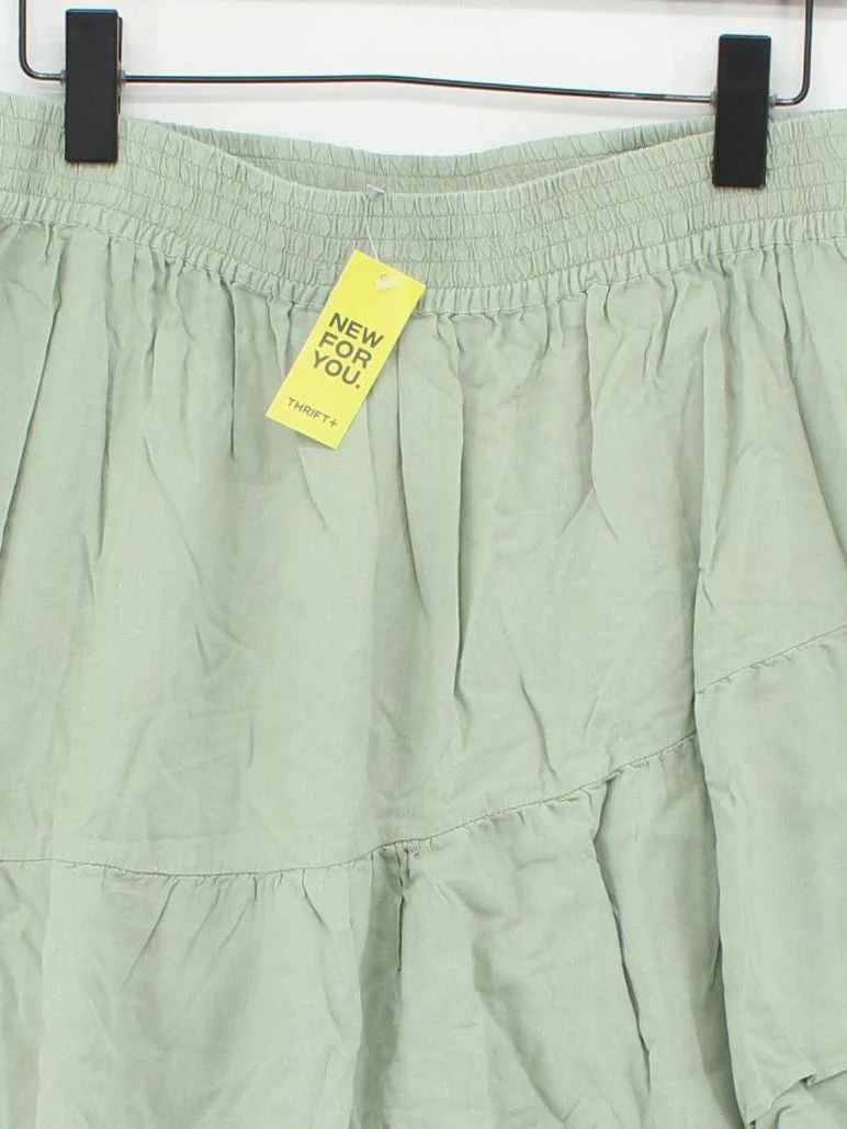 Oliver Bonas Women's Mini Skirt UK 16 Green Linen with Viscose Short Mini - Image 3