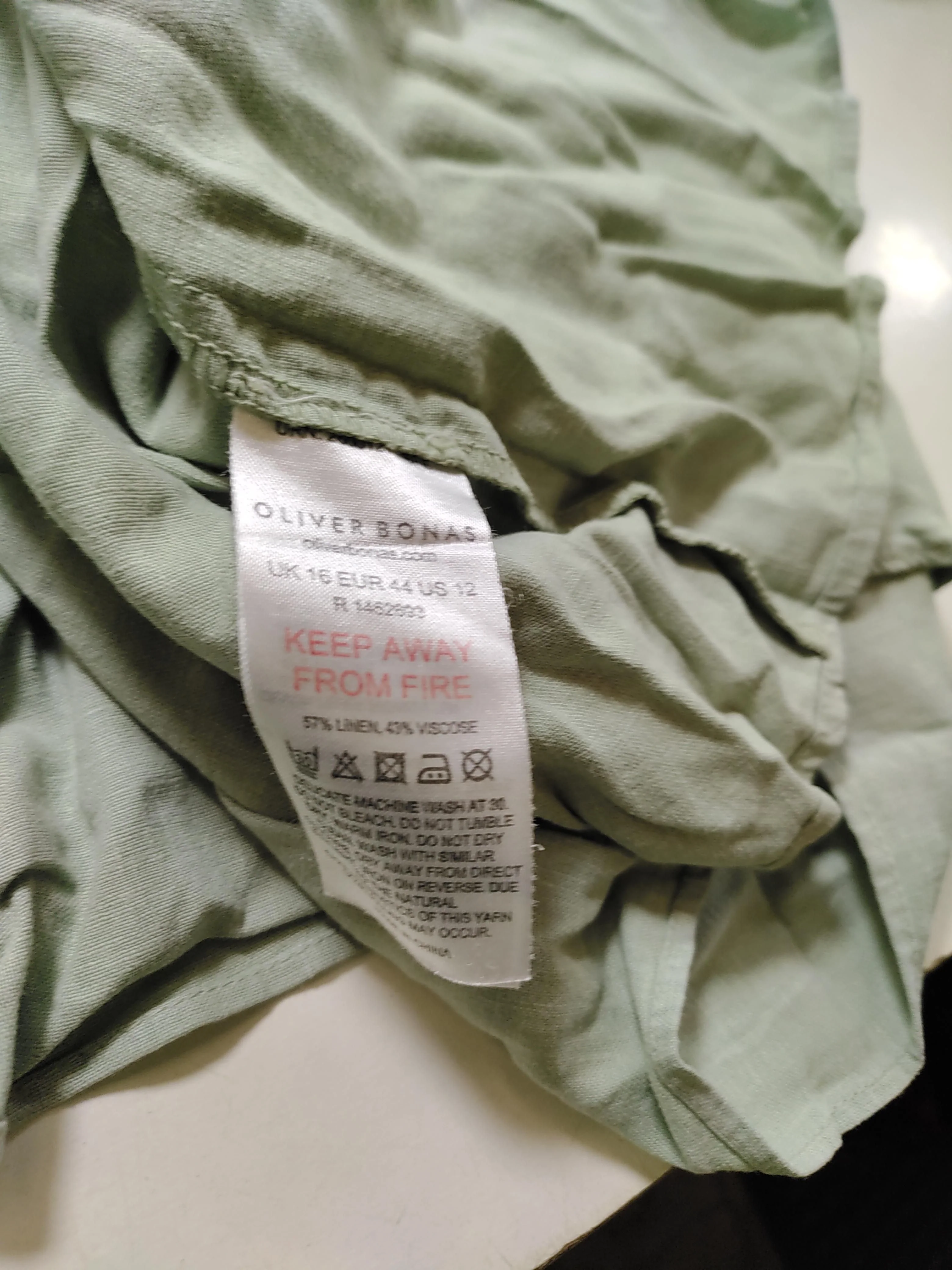 Oliver Bonas Women's Mini Skirt UK 16 Green Linen with Viscose Short Mini - Image 6