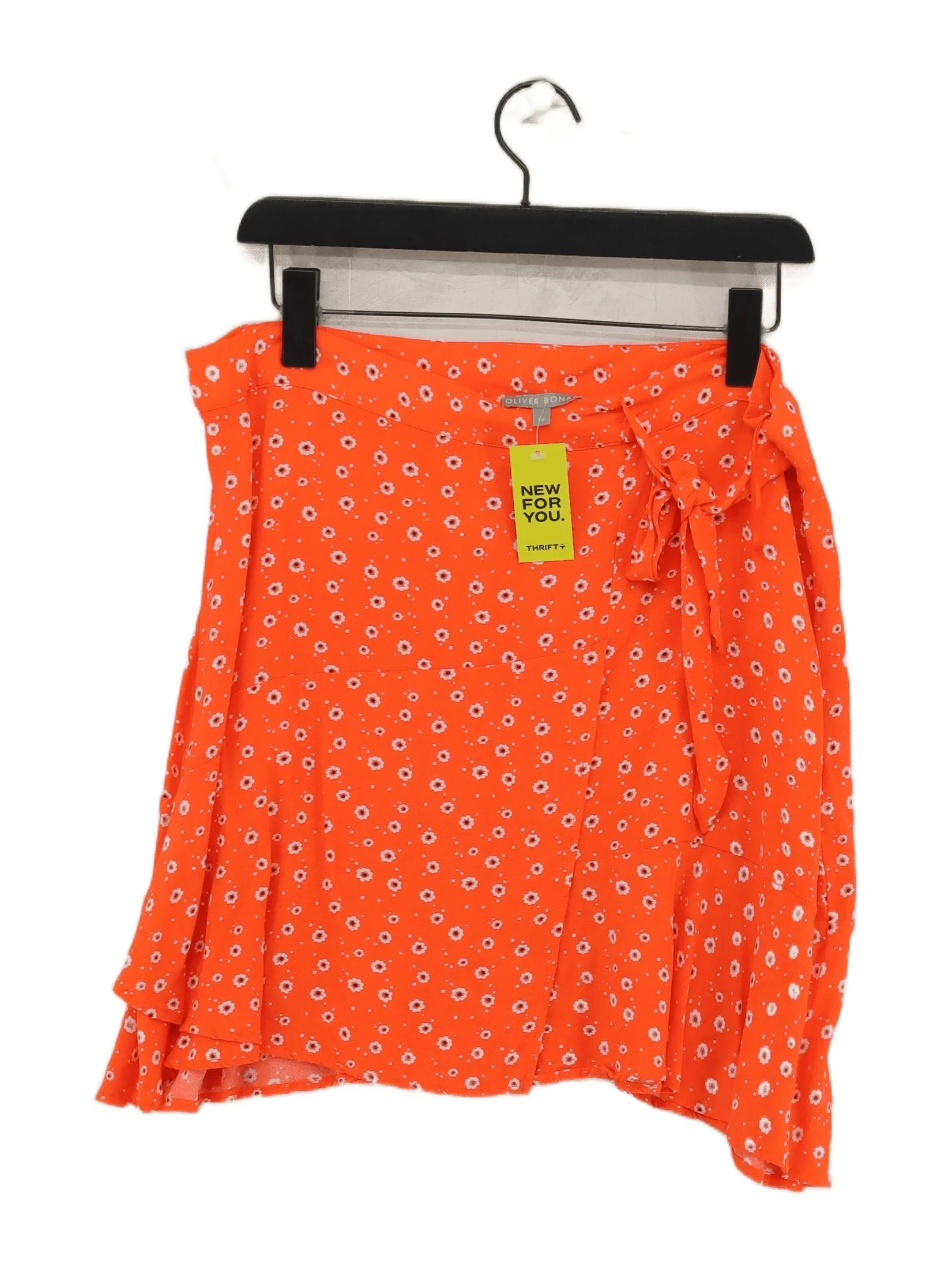 Oliver Bonas Women's Mini Skirt UK 16 Orange Floral 100% Other Short Mini