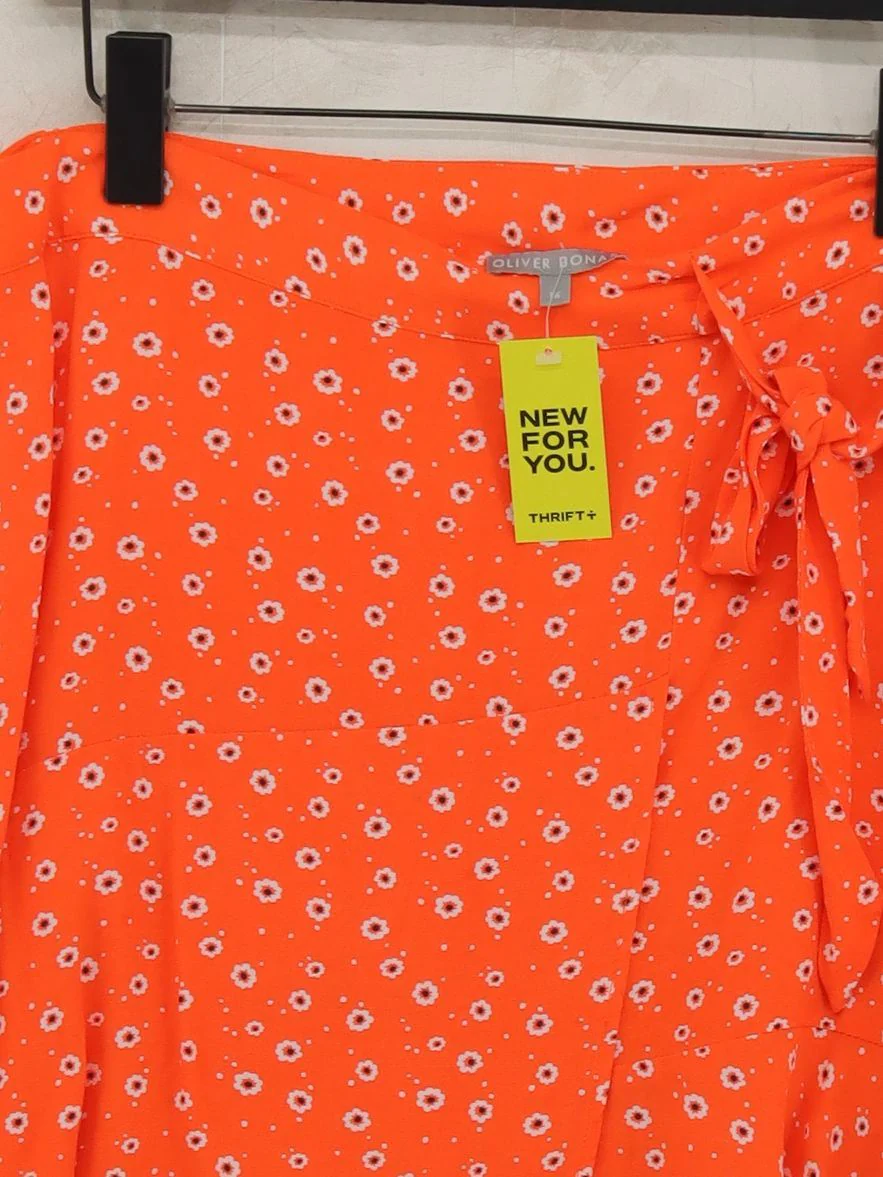 Oliver Bonas Women's Mini Skirt UK 16 Orange Floral 100% Other Short Mini - Image 3
