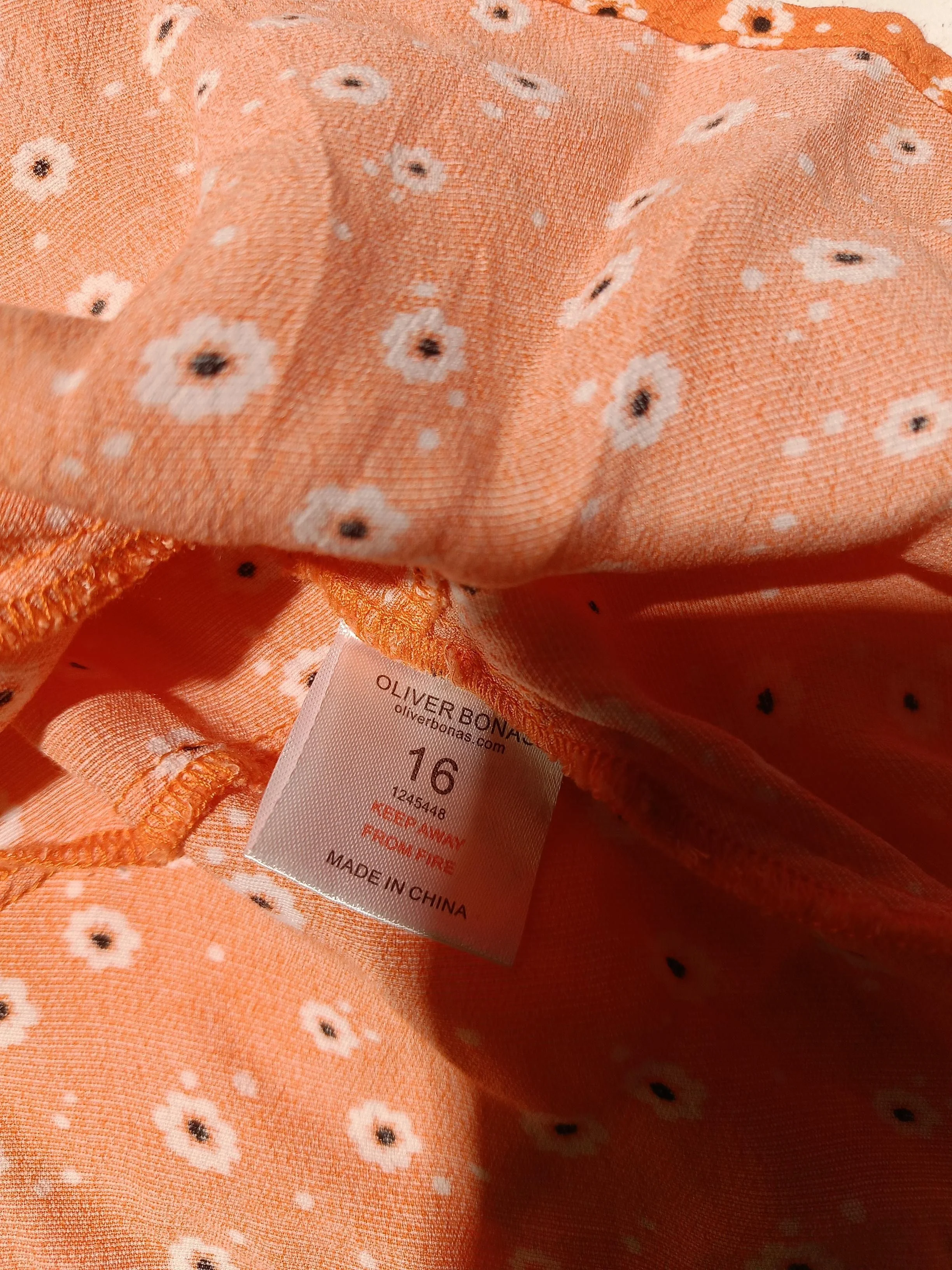 Oliver Bonas Women's Mini Skirt UK 16 Orange Floral 100% Other Short Mini - Image 6