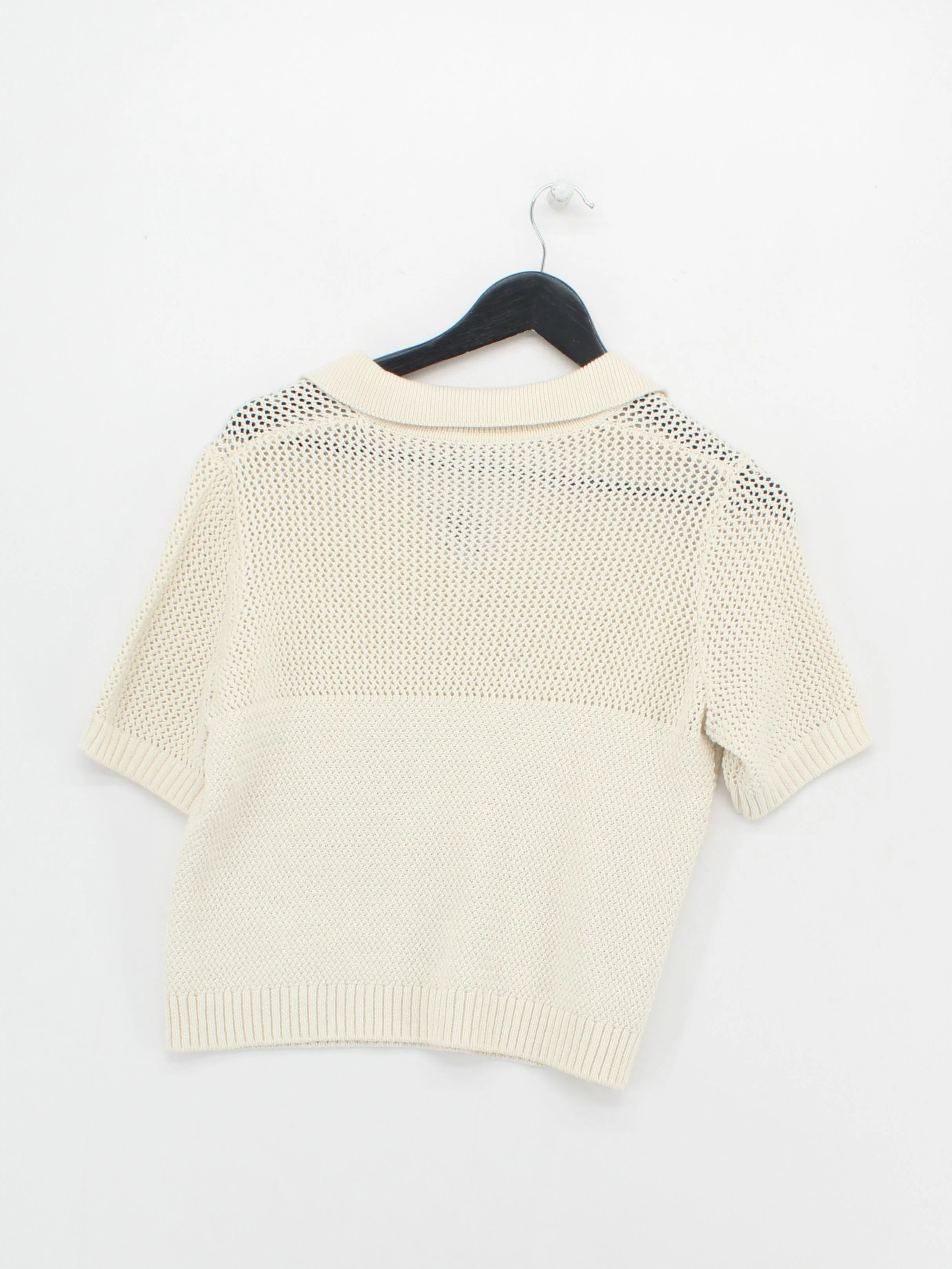 Oliver Bonas Women's Polo UK 12 Cream 100% Cotton Short Sleeve Collared Basic - Image 2