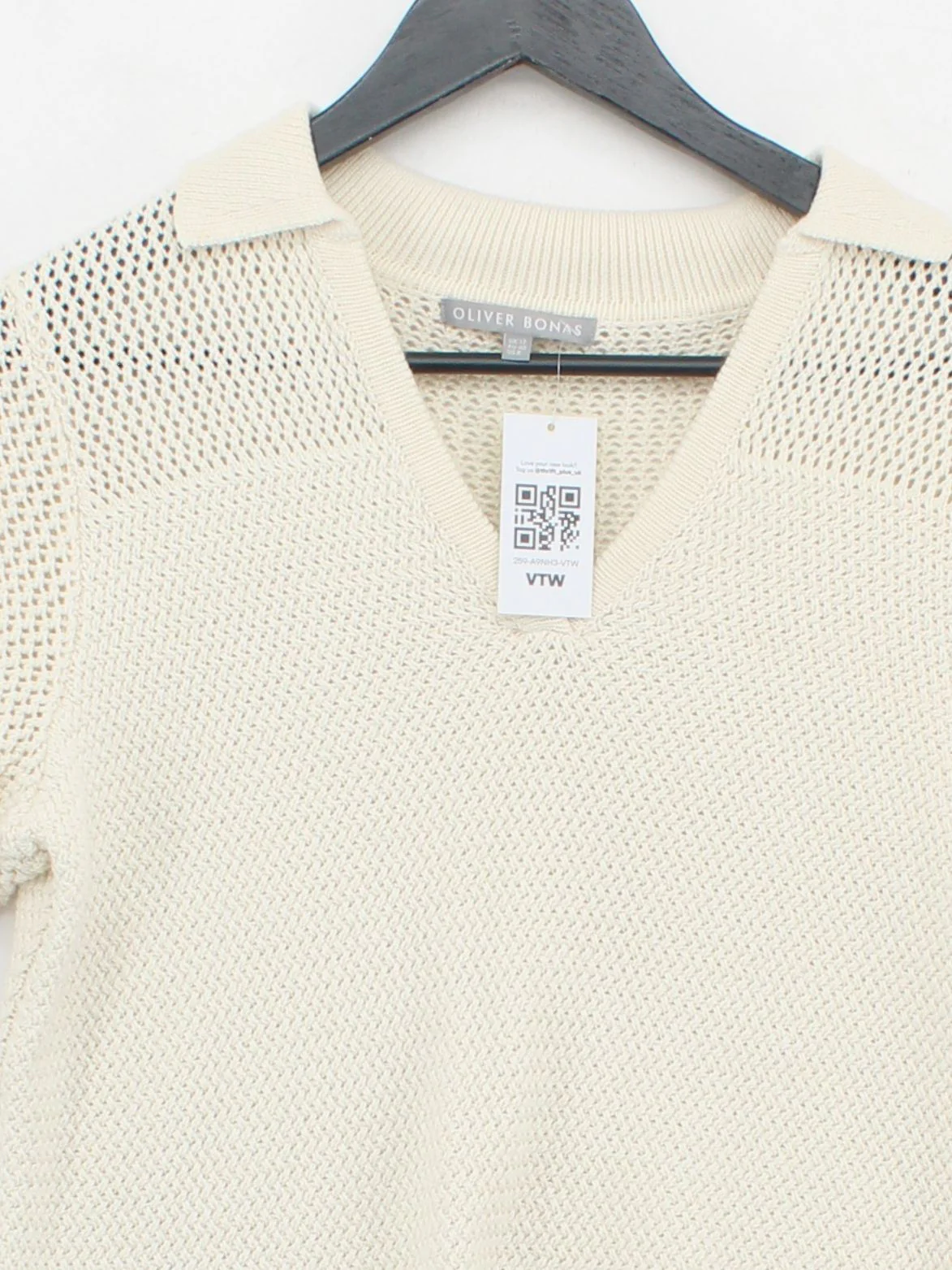 Oliver Bonas Women's Polo UK 12 Cream 100% Cotton Short Sleeve Collared Basic - Image 3