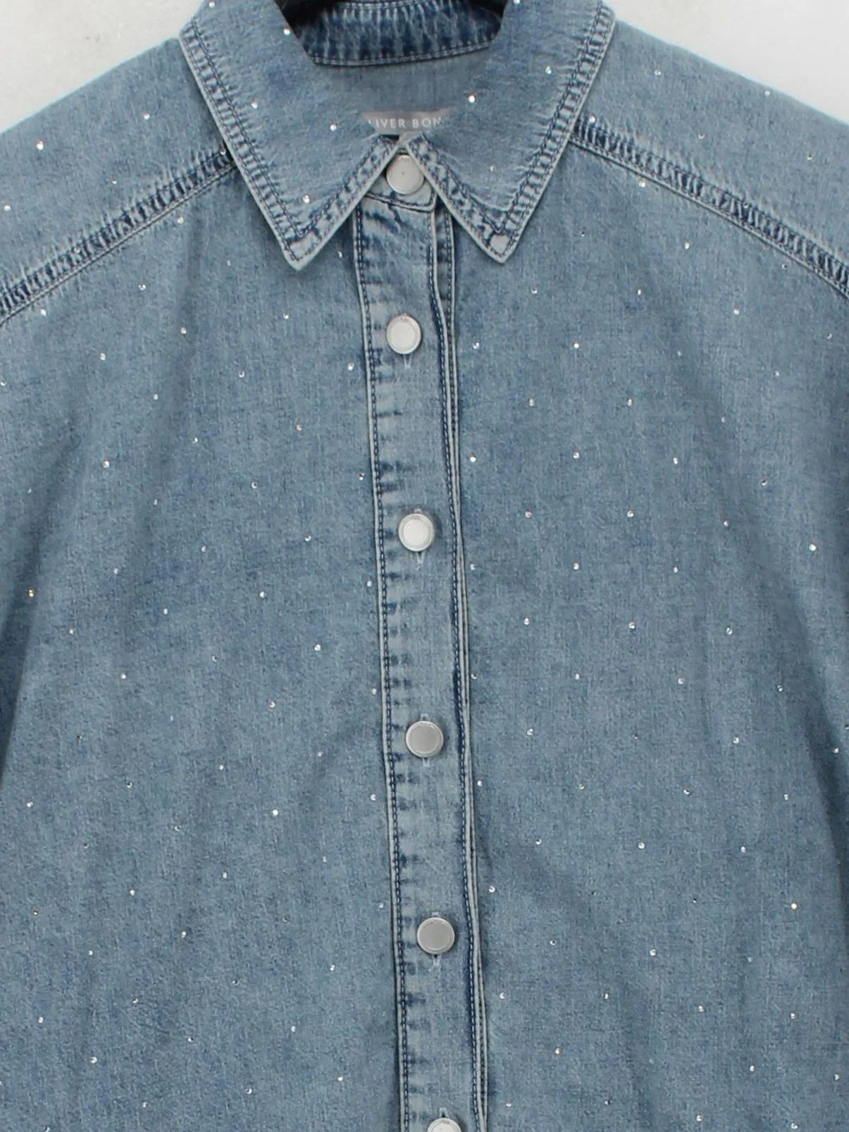 Oliver Bonas Women's Shirt UK 10 Blue 100% Cotton Long Sleeve Collared Basic - Image 3
