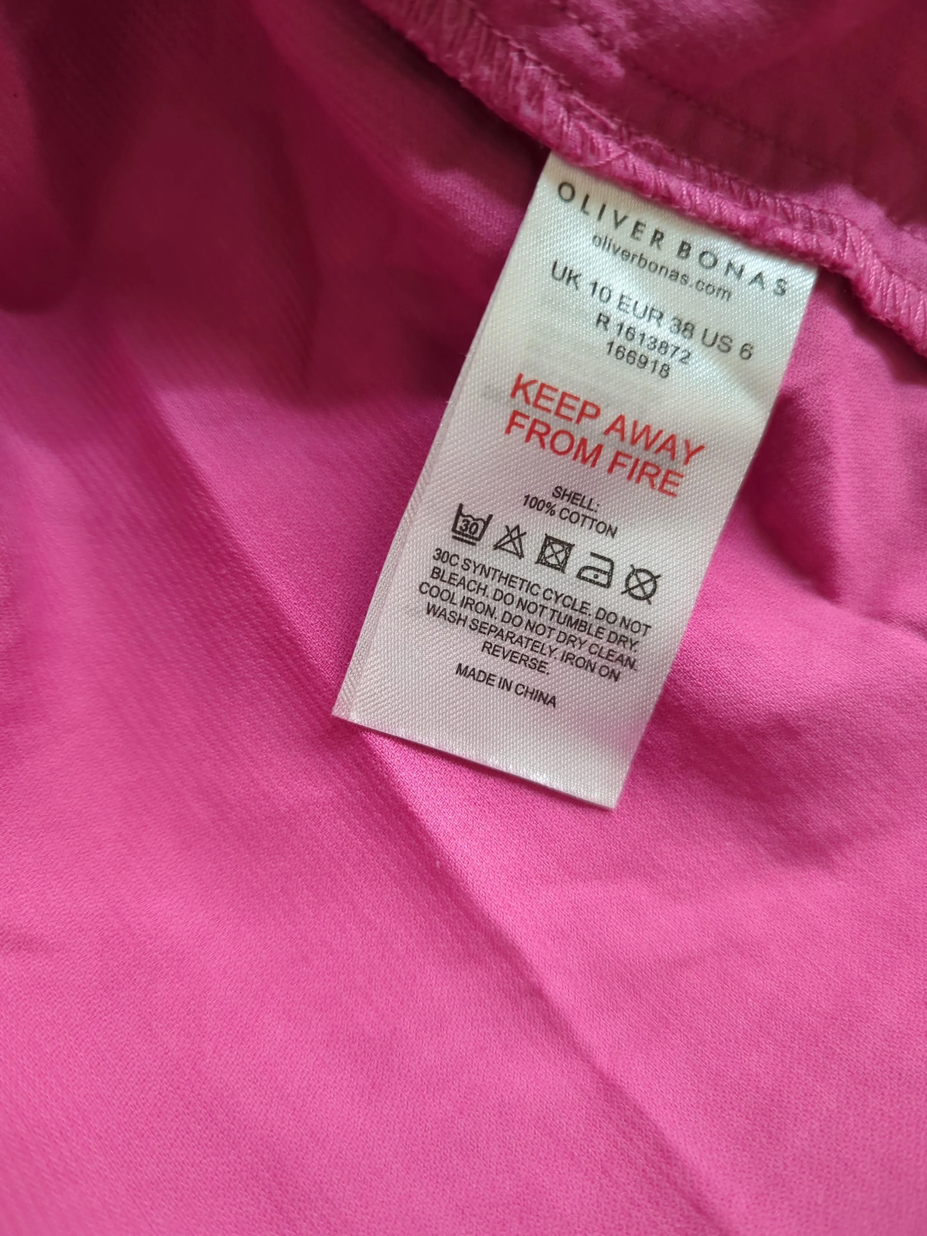 Oliver Bonas Women's Shirt UK 10 Pink 100% Cotton Long Sleeve Collared Basic - Image 6