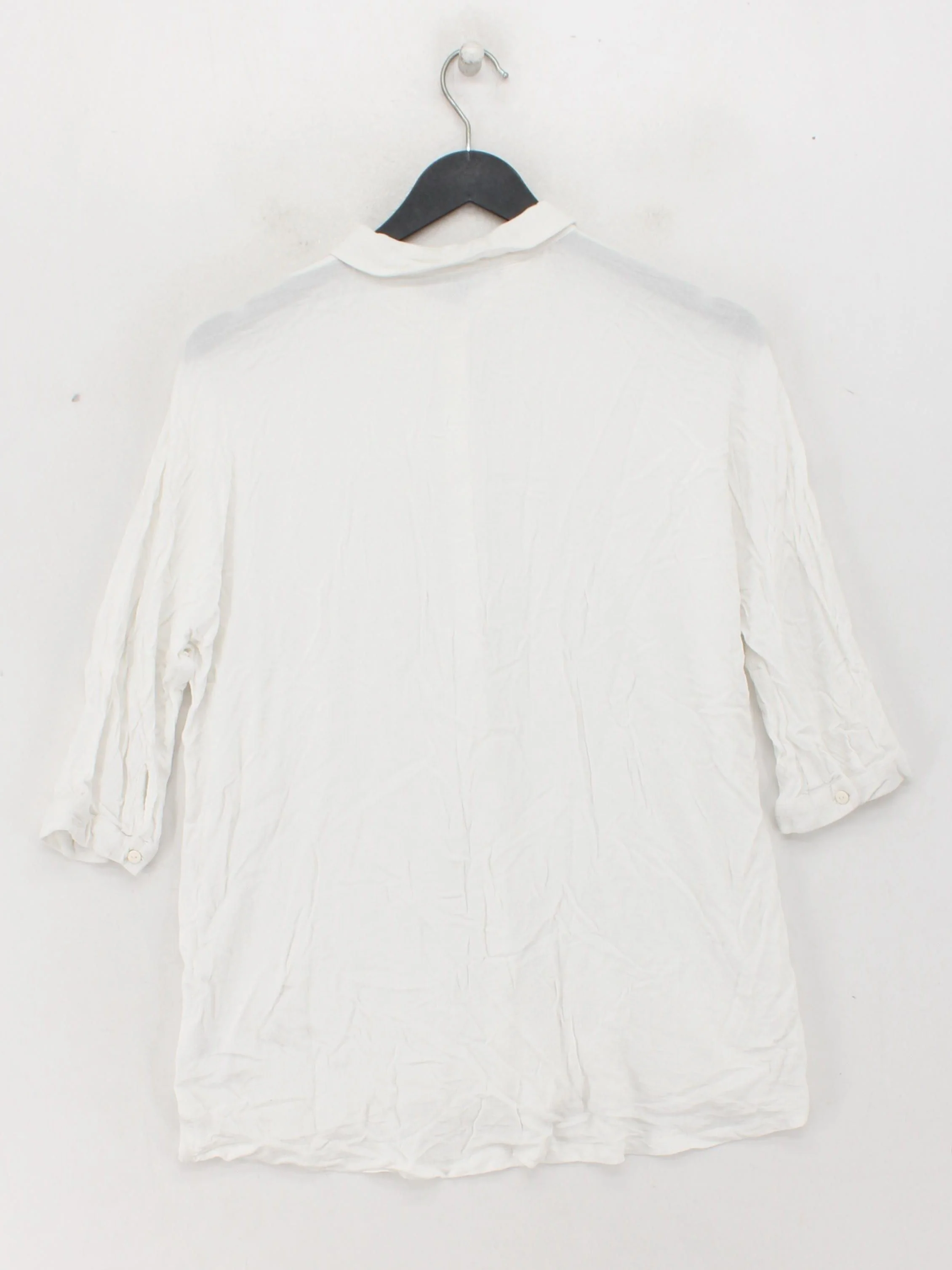 Oliver Bonas Women's Shirt UK 12 White 100% Viscose 3/4 Sleeve Collared Basic - Image 2
