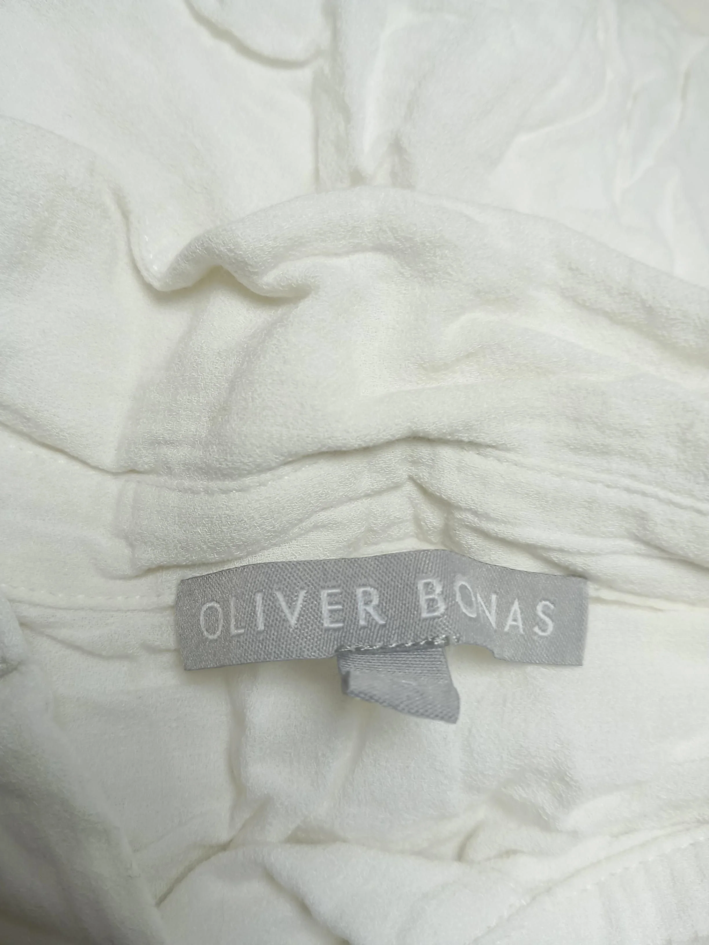 Oliver Bonas Women's Shirt UK 12 White 100% Viscose 3/4 Sleeve Collared Basic - Image 6