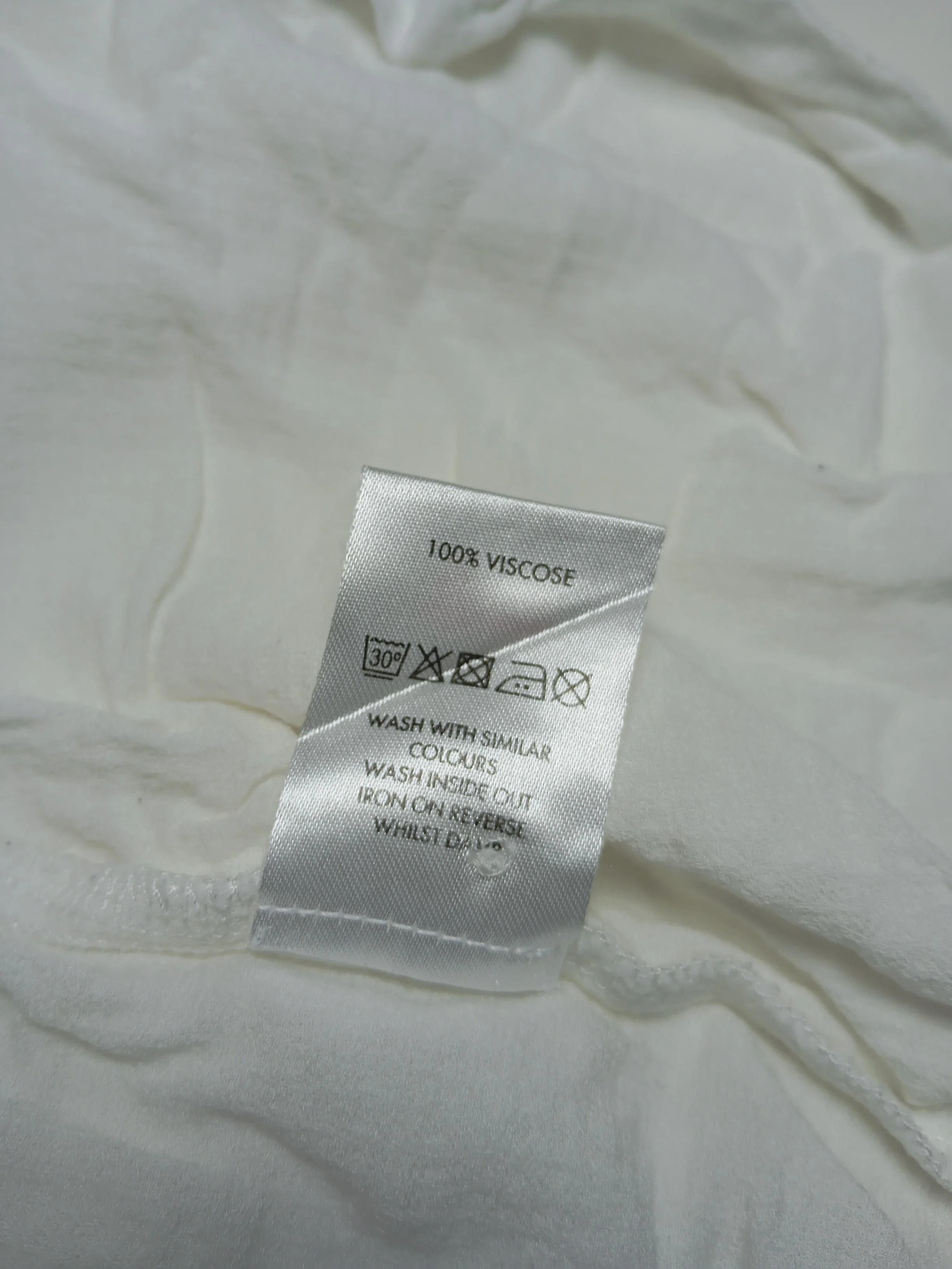 Oliver Bonas Women's Shirt UK 12 White 100% Viscose 3/4 Sleeve Collared Basic - Image 7