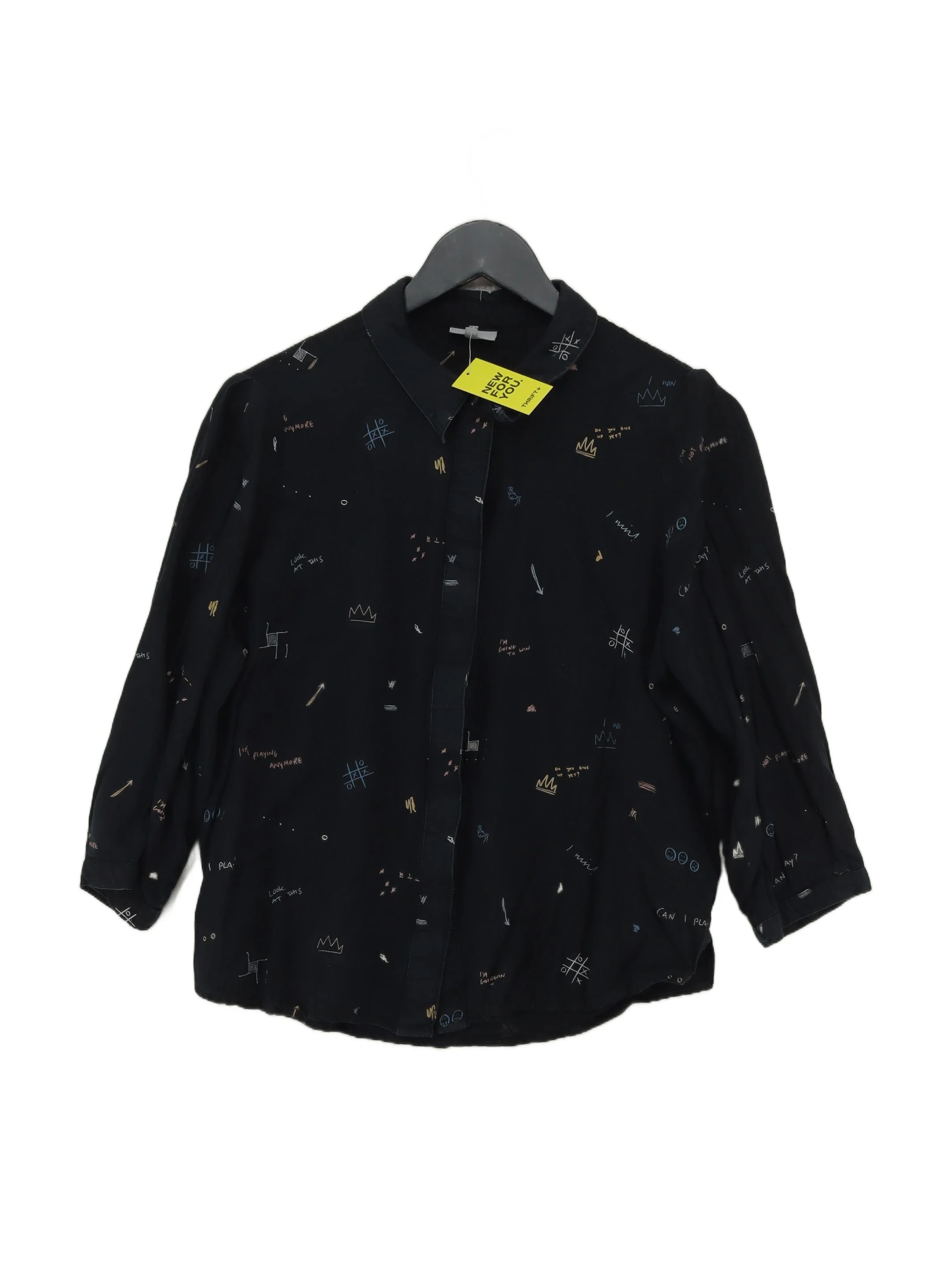 Oliver Bonas Women's Shirt UK 14 Black 100% Other Basic