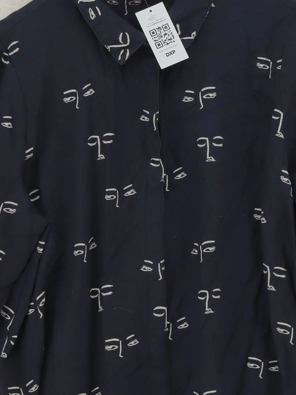 Oliver Bonas Women's Shirt UK 14 Blue 100% Viscose 3/4 Sleeve Collared Basic - Image 3