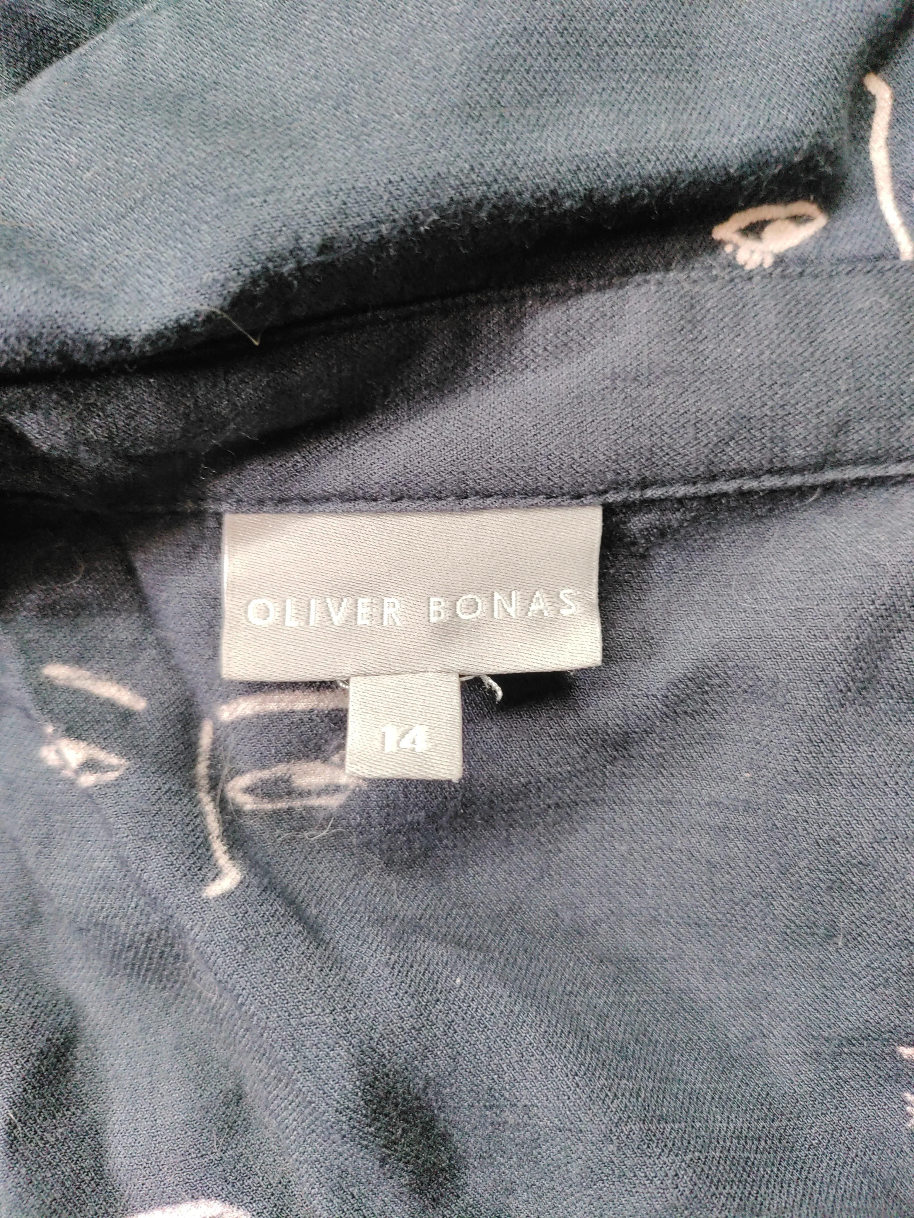 Oliver Bonas Women's Shirt UK 14 Blue 100% Viscose 3/4 Sleeve Collared Basic - Image 5