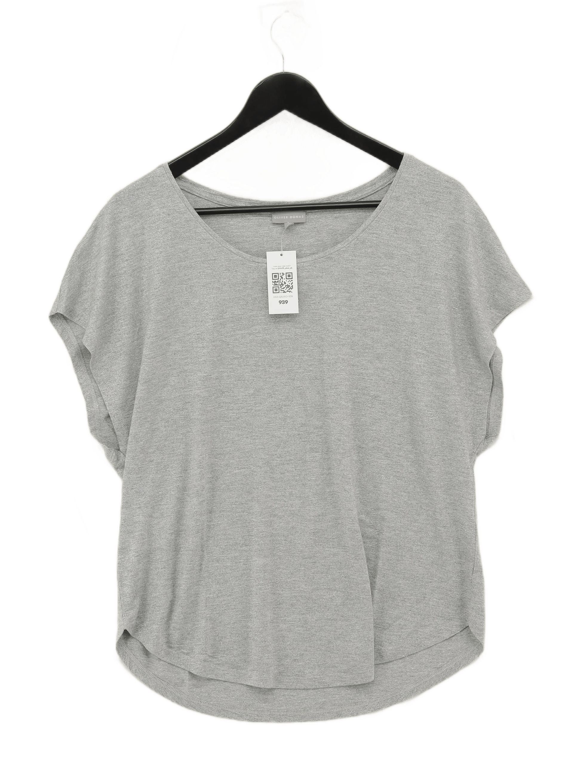 Oliver Bonas Women's T-Shirt UK 12 Grey Viscose with Elastane Basic